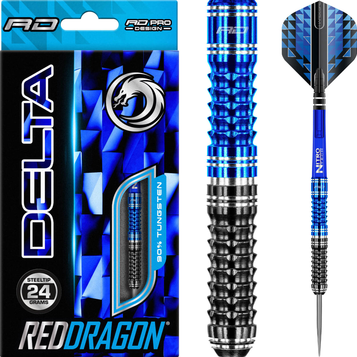 Darts - Red Dragon - Delta 1 Darts - Steel Tip - 90% Tungsten - 22g 24g 26g