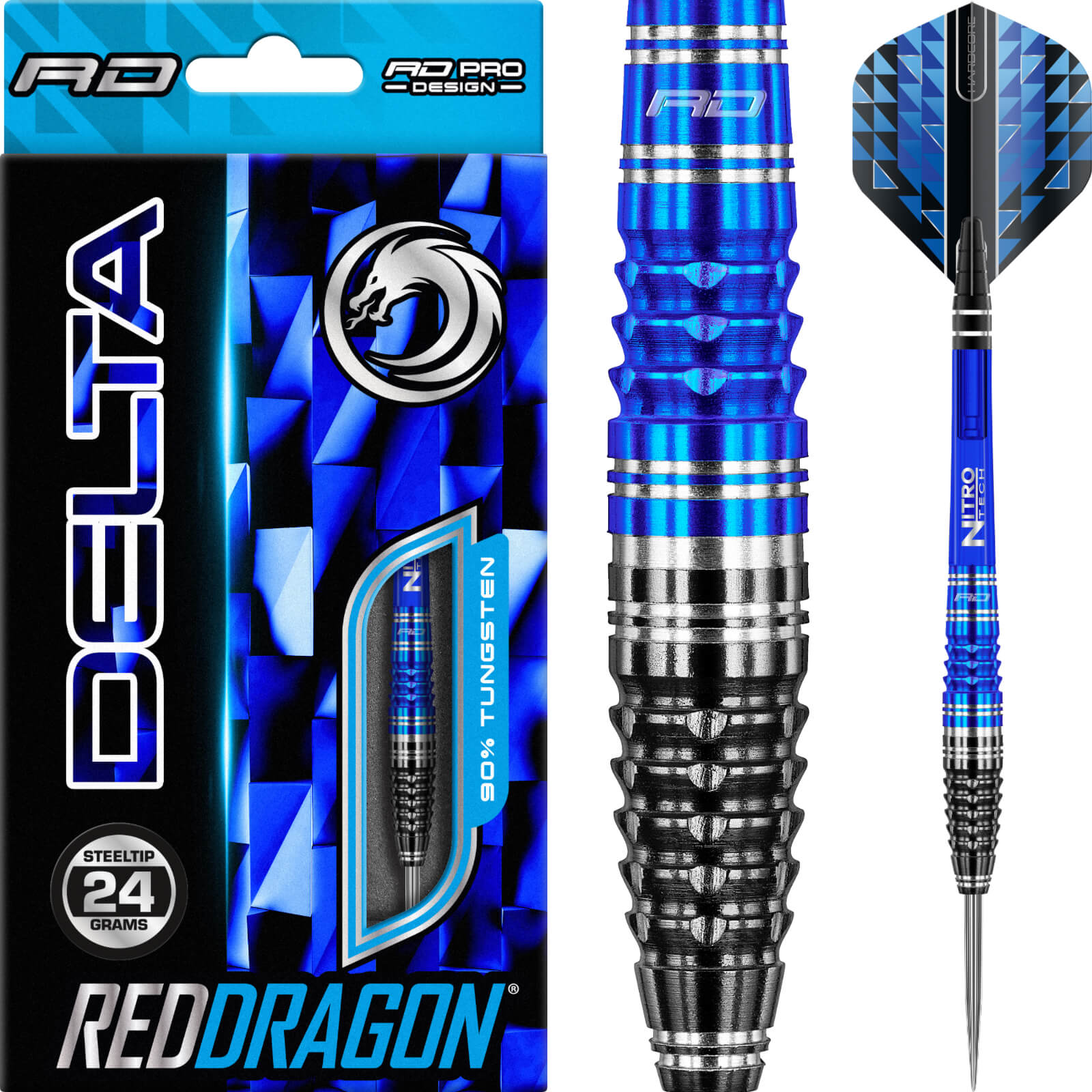 Darts - Red Dragon - Delta 2 Darts - Steel Tip - 90% Tungsten - 24g 26g