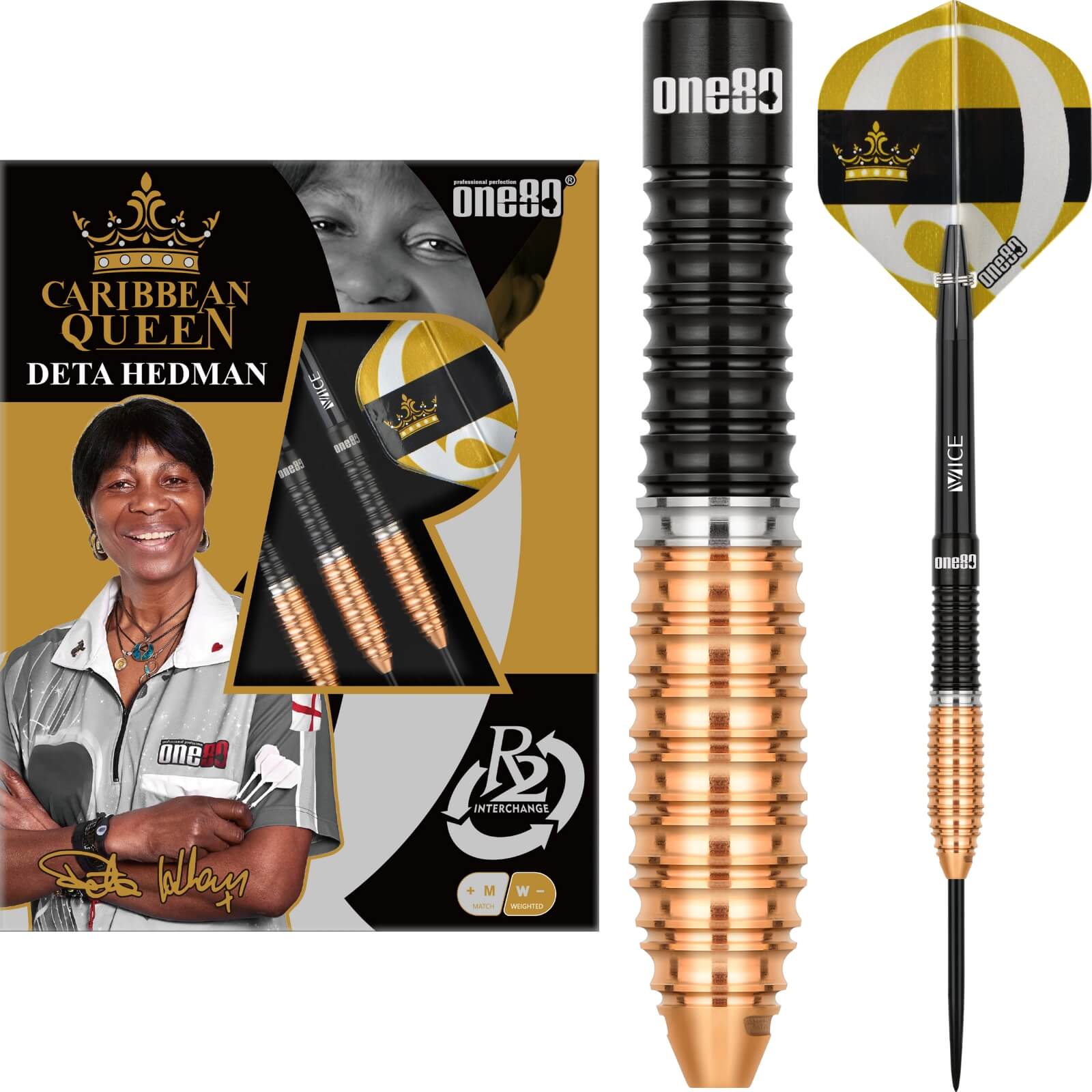 Darts - One80 - Deta Hedman V3 Darts - Steel Tip - 90% Tungsten - 23g 25g 27g