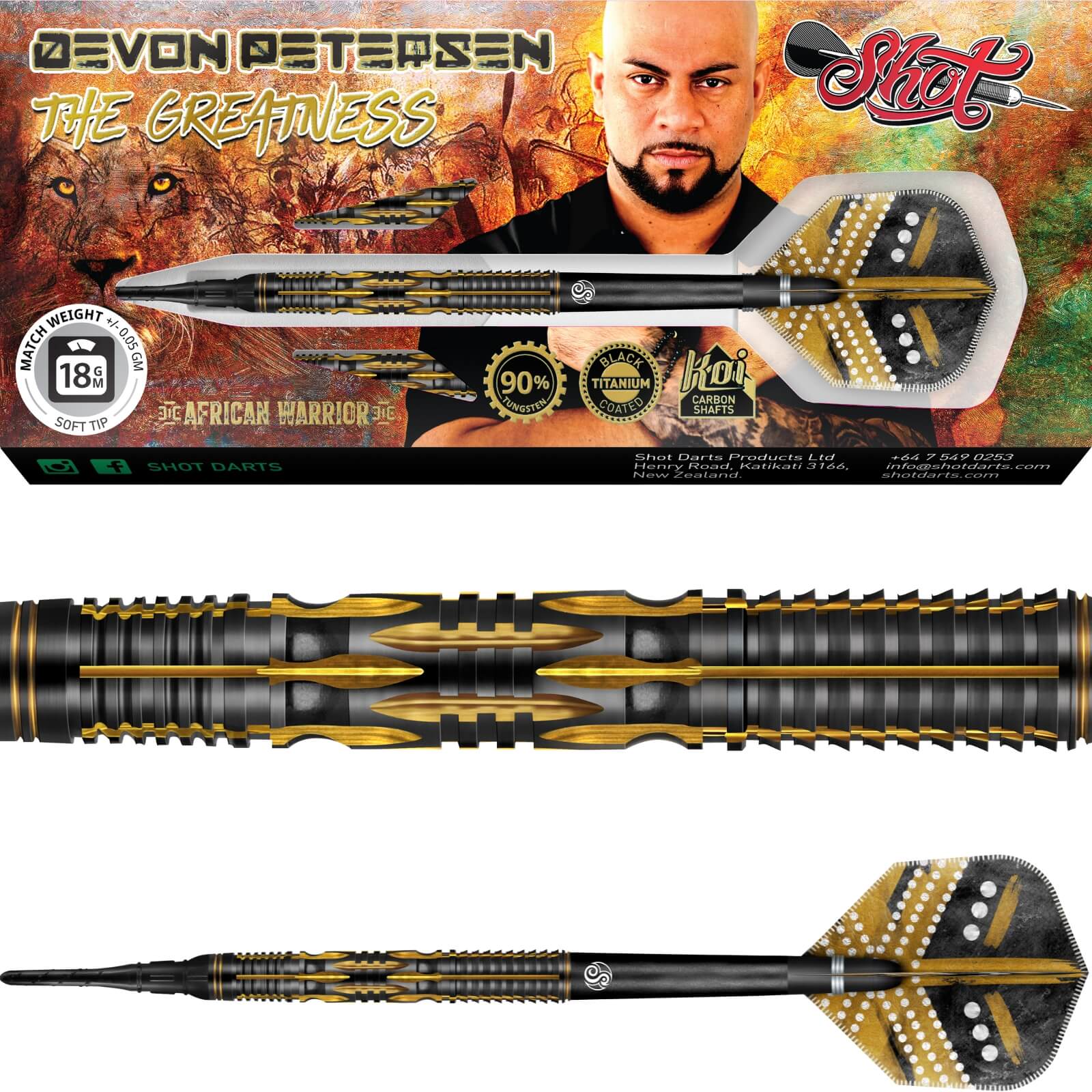 Darts - Shot - Devon Petersen Greatness Darts - Soft Tip - 90% Tungsten - 18g 20g 