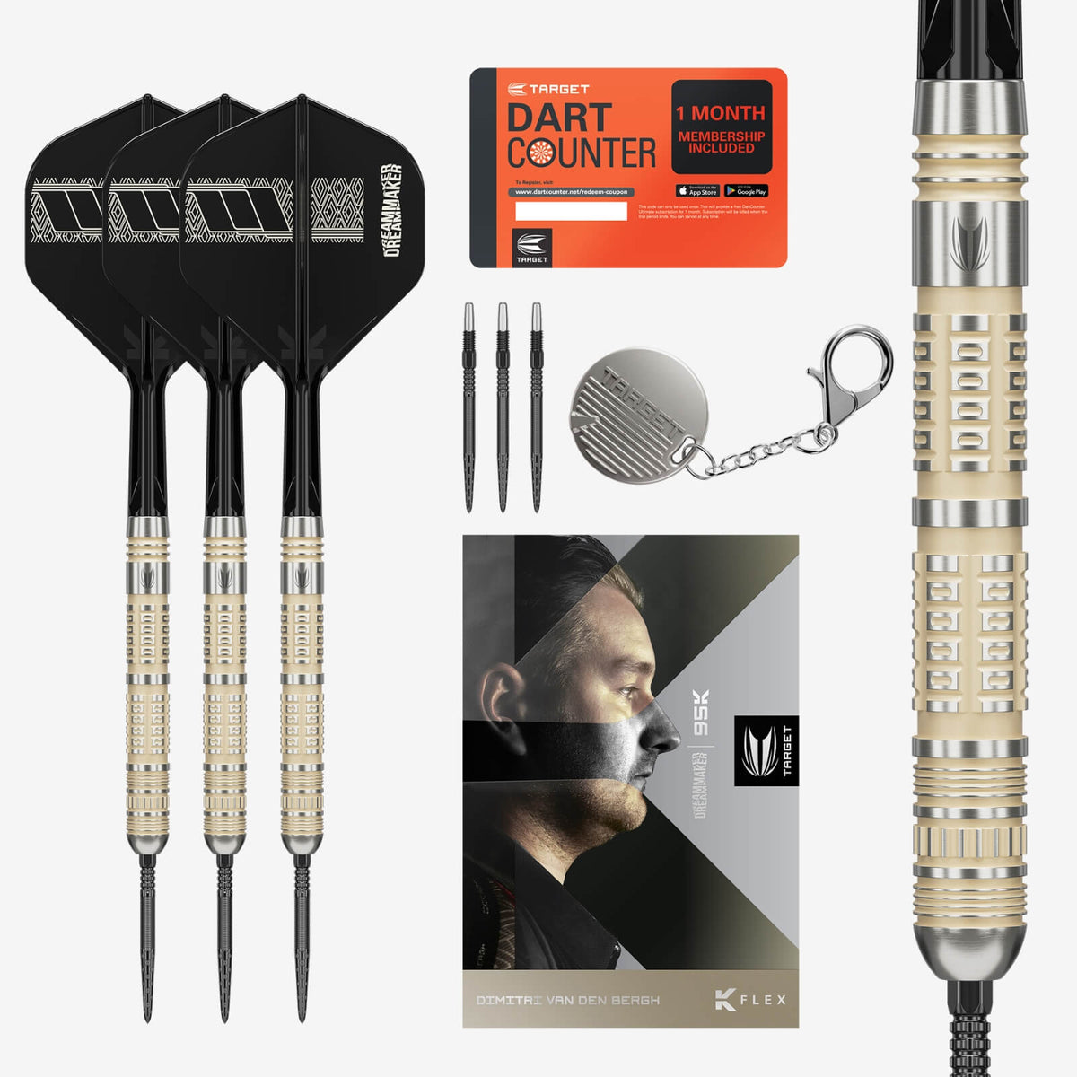 Darts - Target - Dimitri Van Den Bergh 95K Darts - Swiss Point - Steel Tip - 95% Tungsten - 22g 23g 24g
