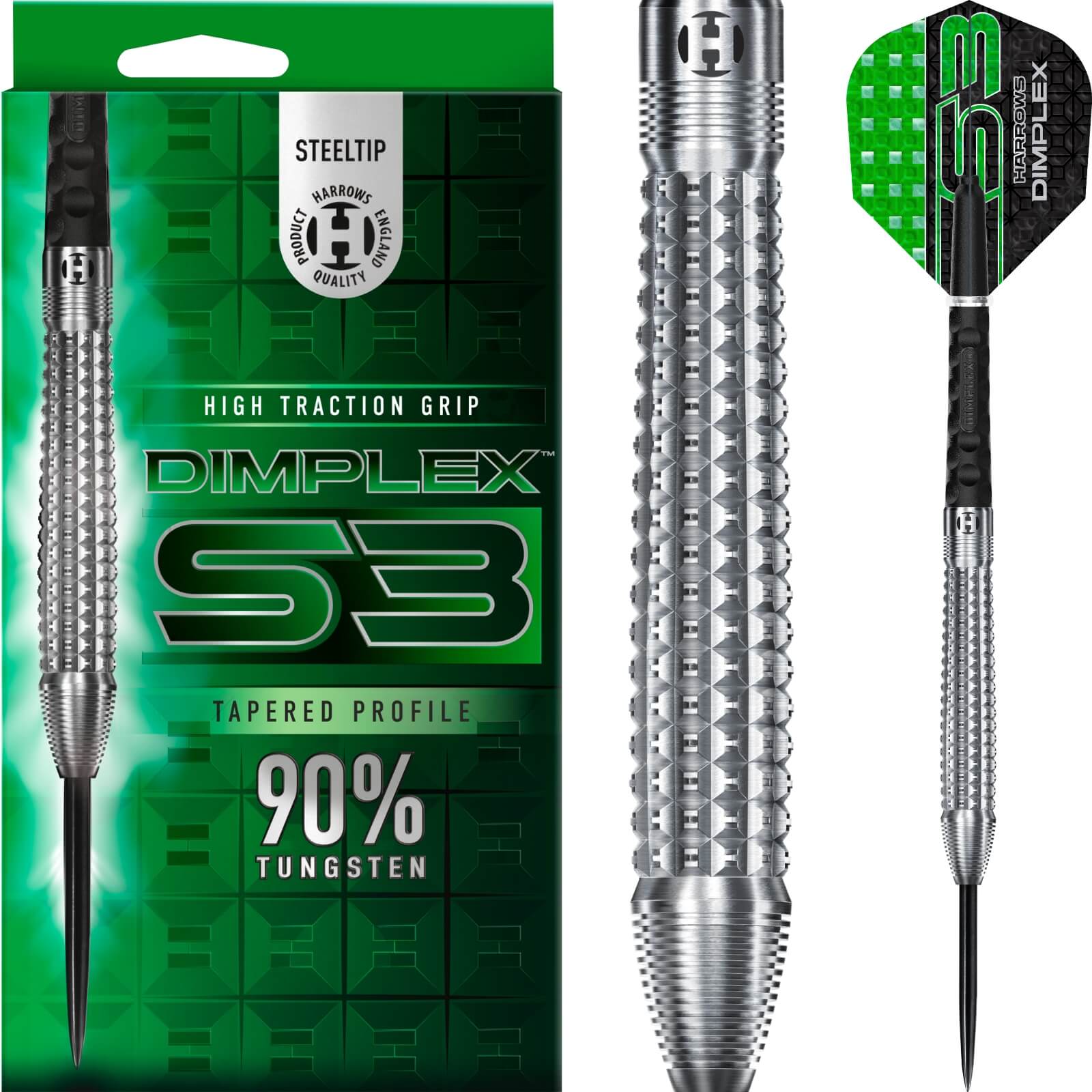 Darts - Harrows - Dimplex S3 Tapered Darts - Steel Tip - 90% Tungsten - 22g 23g 24g 26g