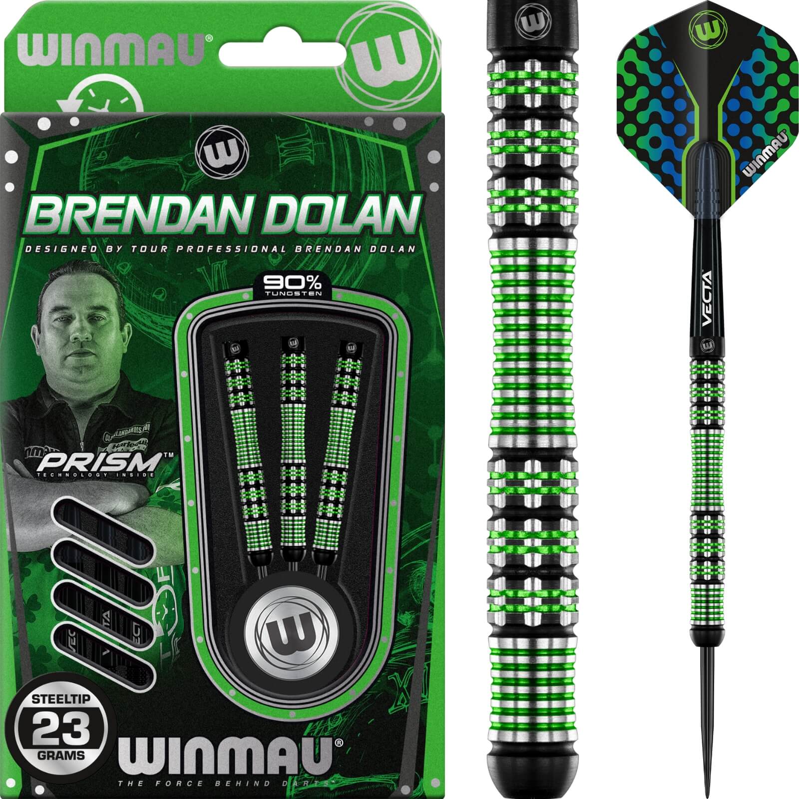 Darts - Winmau - Brendan Dolan Darts - Steel Tip - 90% Tungsten - 21g 23g 