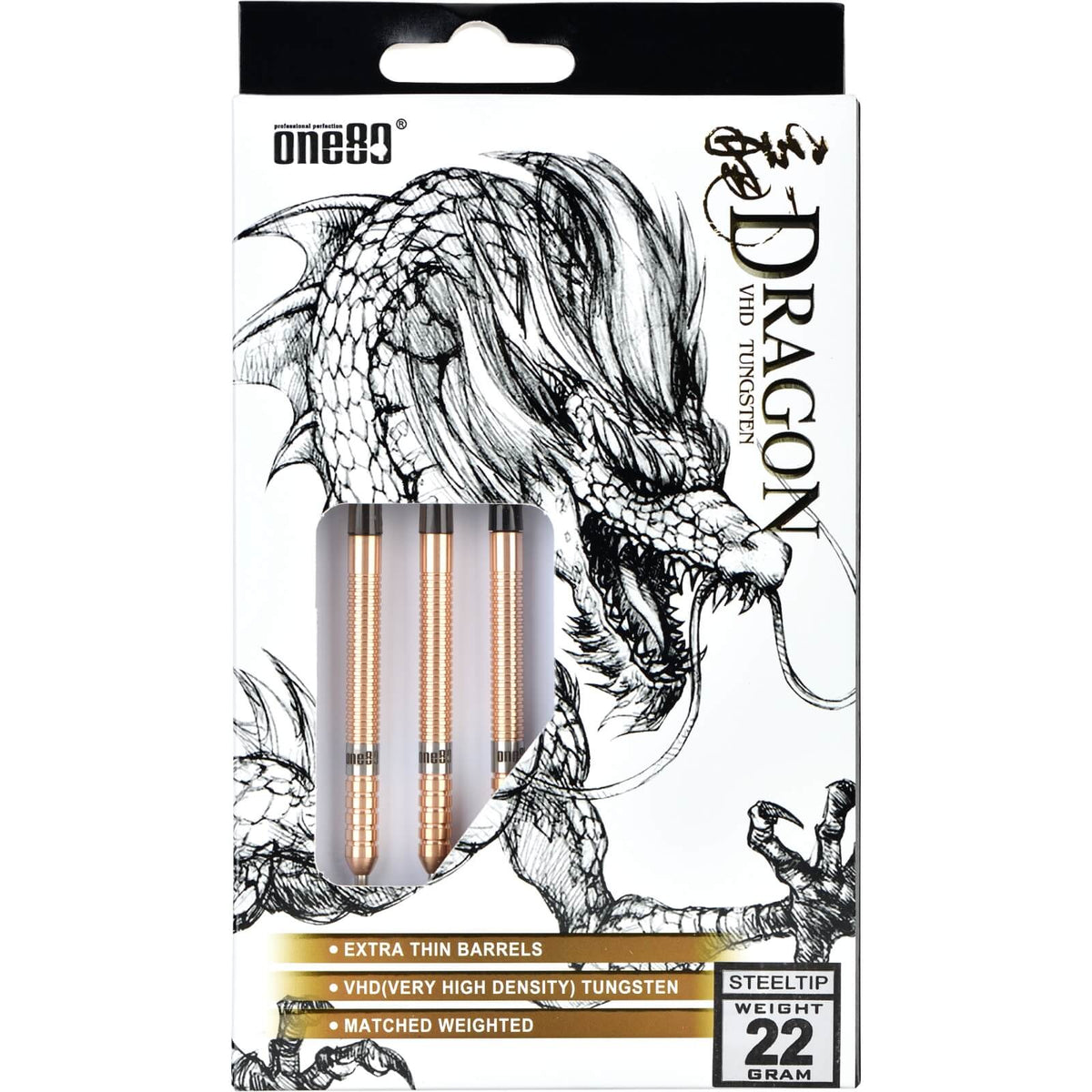 Darts - One80 - Fire Dragon Darts - Steel Tip - 90% Tungsten - 20g 22g 24g 26g