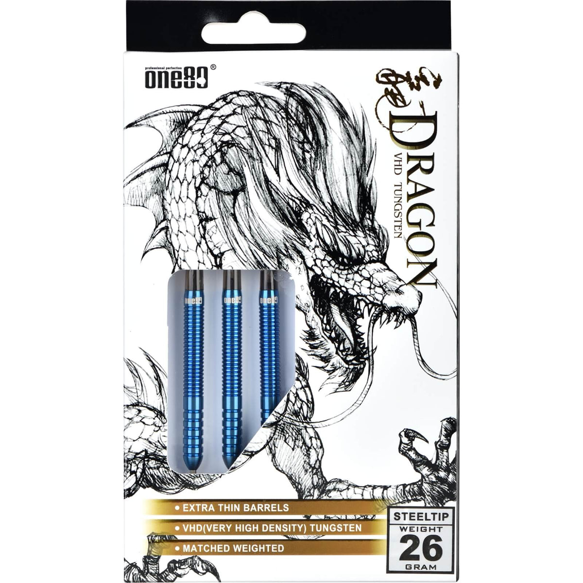 Darts - One80 - Ice Dragon Darts - Steel Tip - 90% Tungsten - 20g 22g 24g 26g 