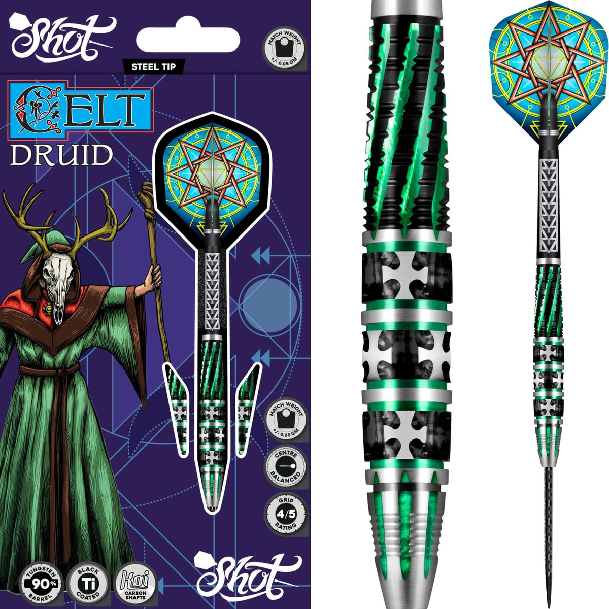 Shot - Celt Druid Darts - 90% Tungsten - 23g 24g 25g -