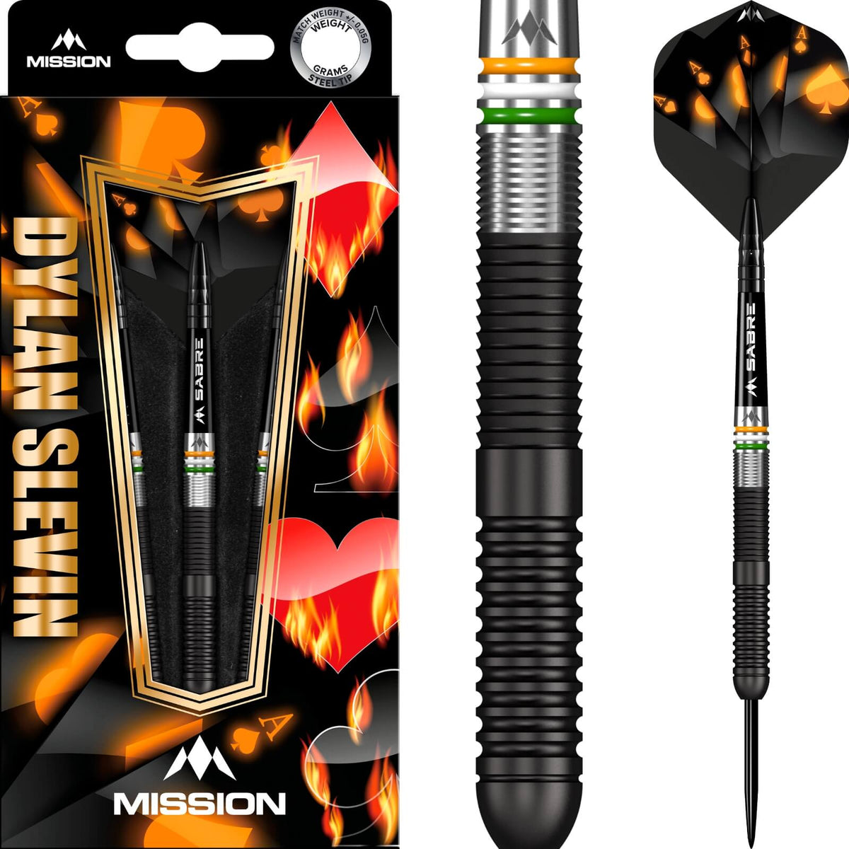 Darts - Mission - Dylan Slevin Darts - Steel Tip - 90% Tungsten - 21g 23g 25g 