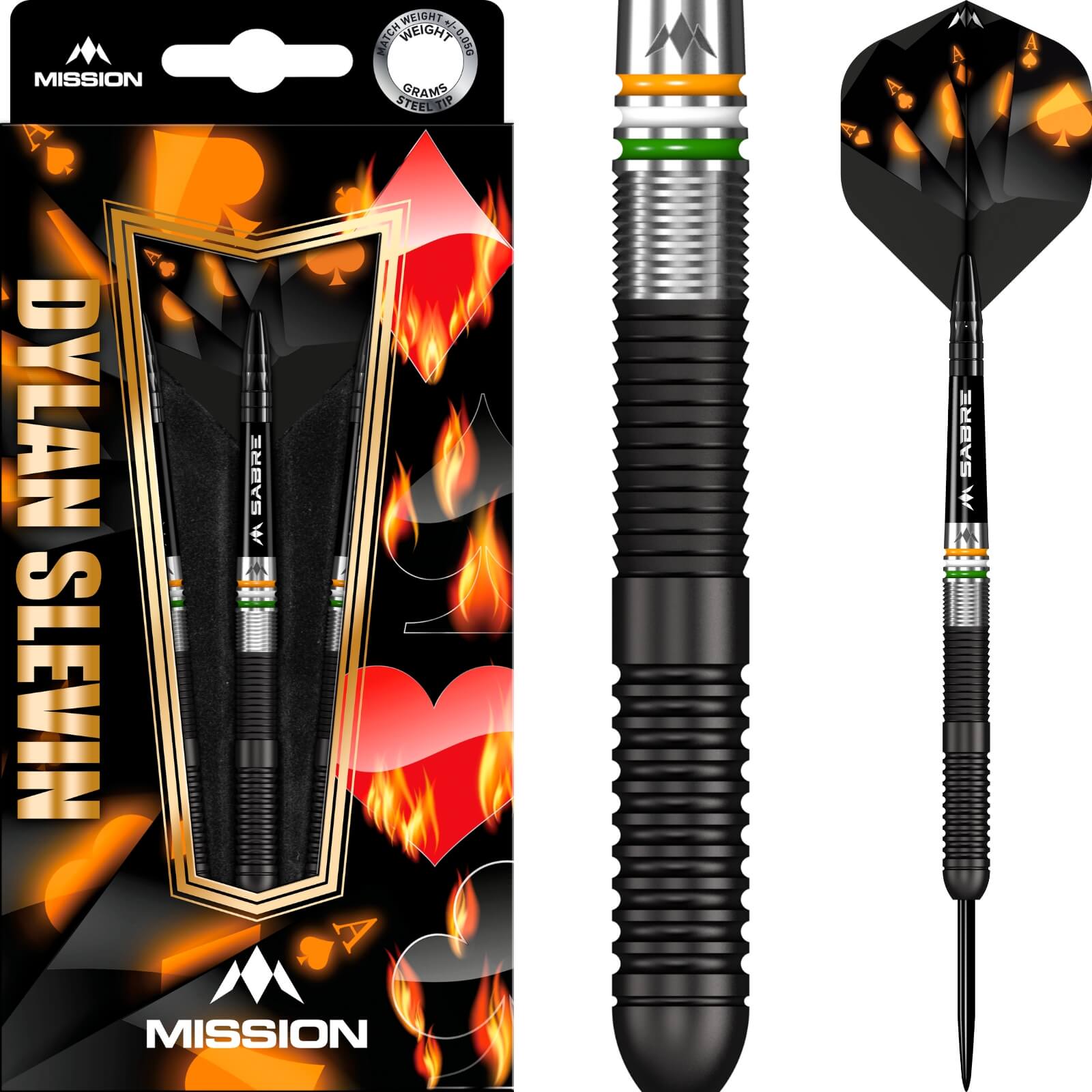 Darts - Mission - Dylan Slevin Darts - Steel Tip - 90% Tungsten - 21g 23g 25g 