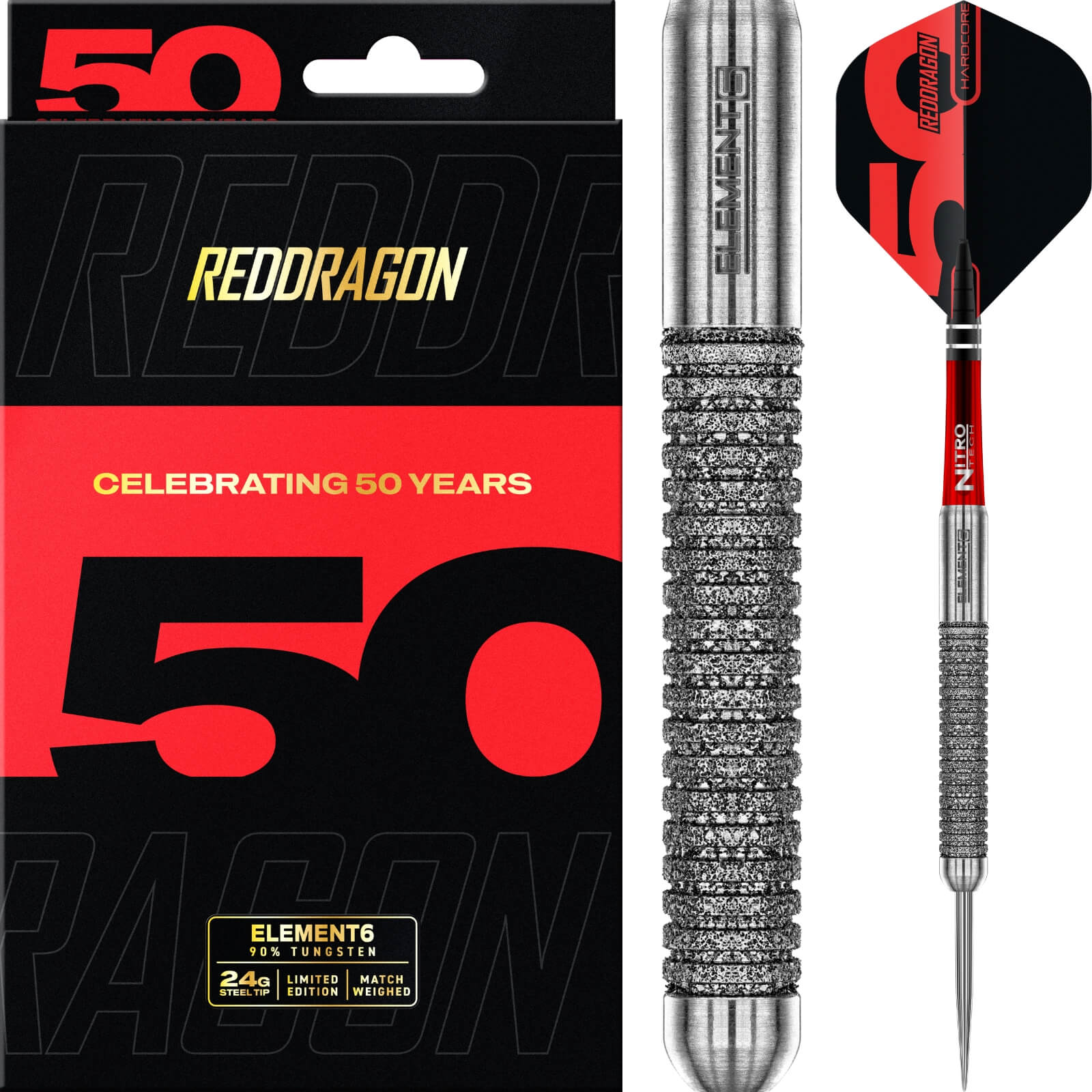 Red Dragon - Element6 B Darts - Steel Tip - 90% Tungsten - 24g
