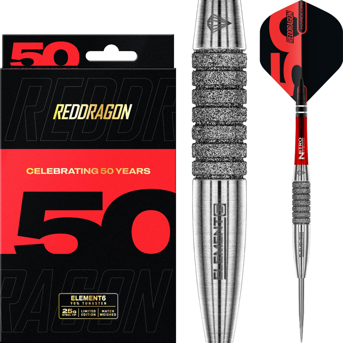 Red Dragon - Element6 C Darts - Steel Tip - 90% Tungsten - 25g