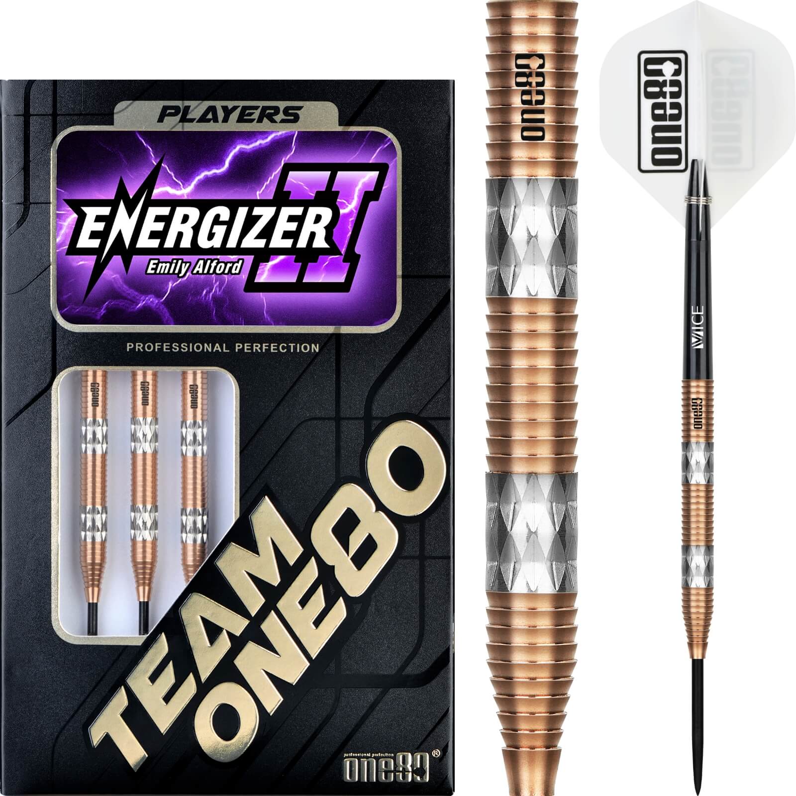 Darts - One80 - Emily Alford Gen 2 Darts - Steel Tip - 90% Tungsten - 23g