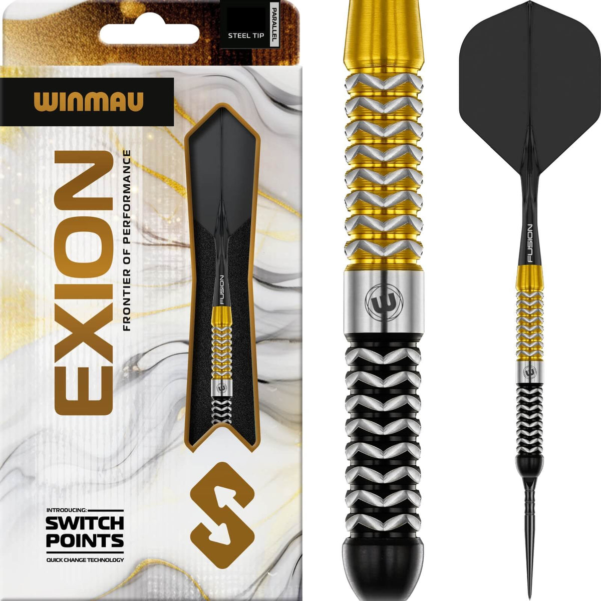 Darts - Winmau - Exion Parallel Darts - Switch Points - Steel Tip - 90% Tungsten - 22g 23g 24g