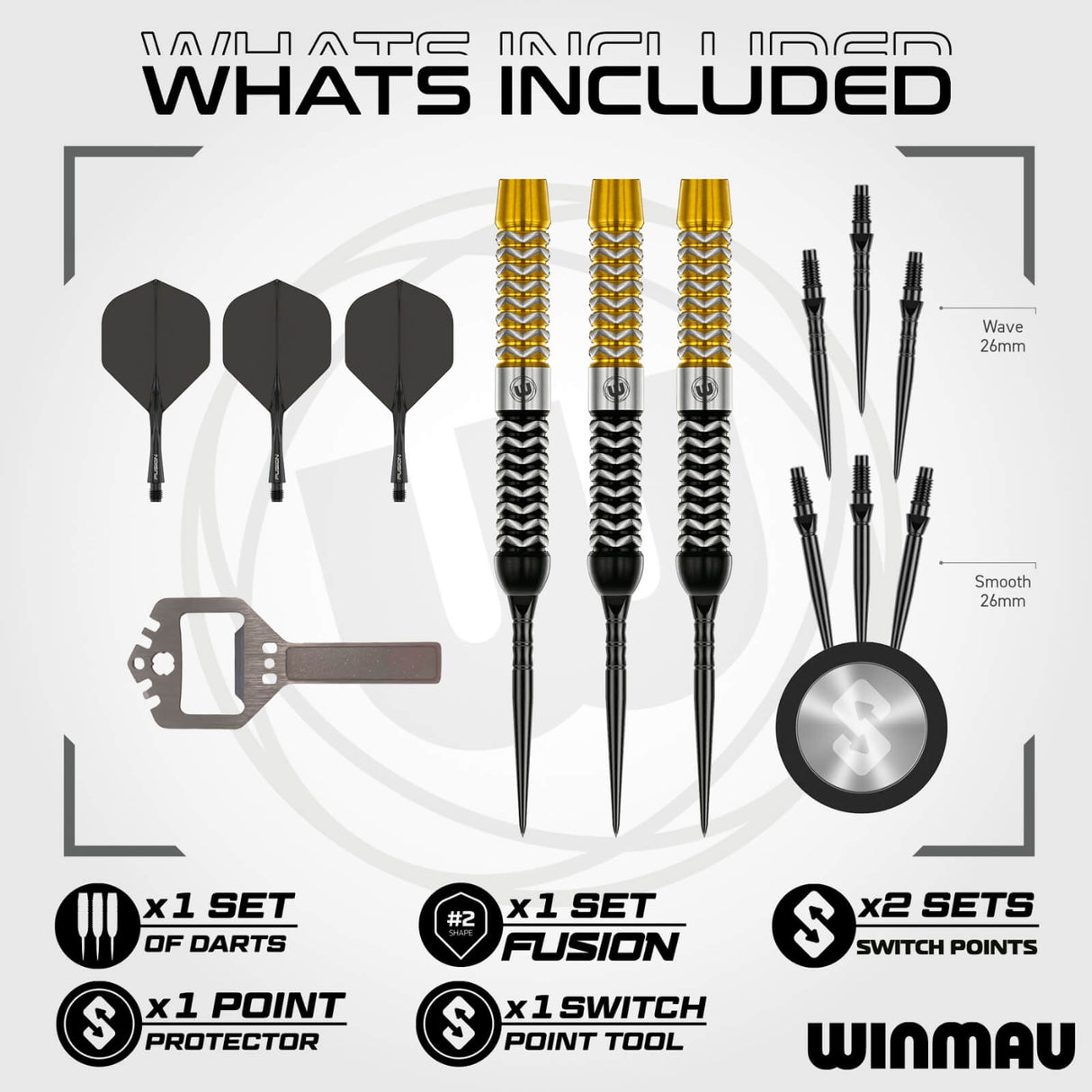 Winmau - Exion Parallel Darts - Switch Points - 90% Tungsten - 22g 23g 24g -