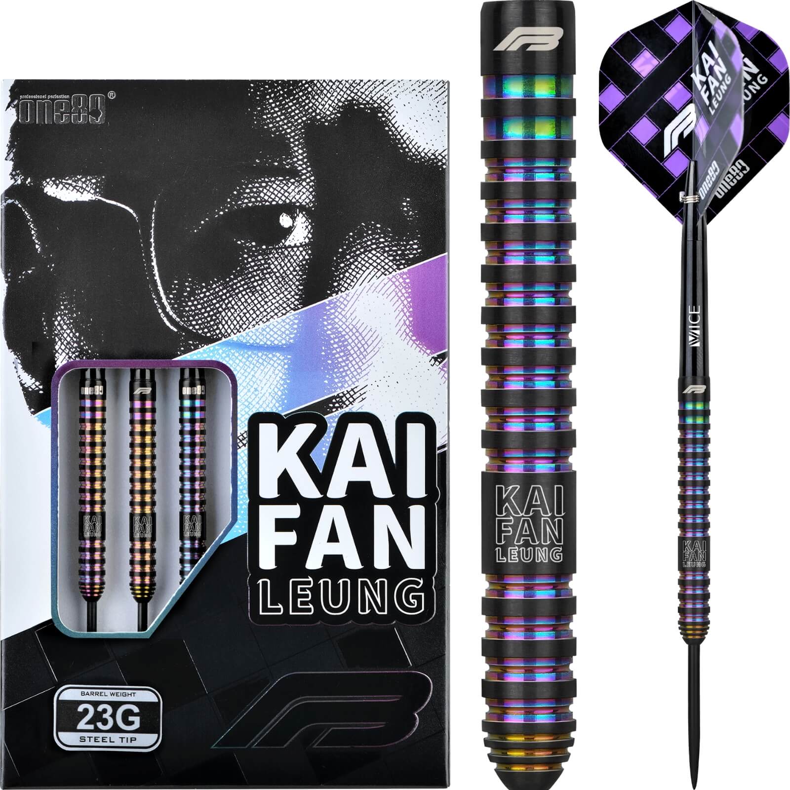Darts - One80 - FB Kai Fan Leung Gen 2 Darts - Steel Tip - 90% Tungsten - 22g 23g 24g