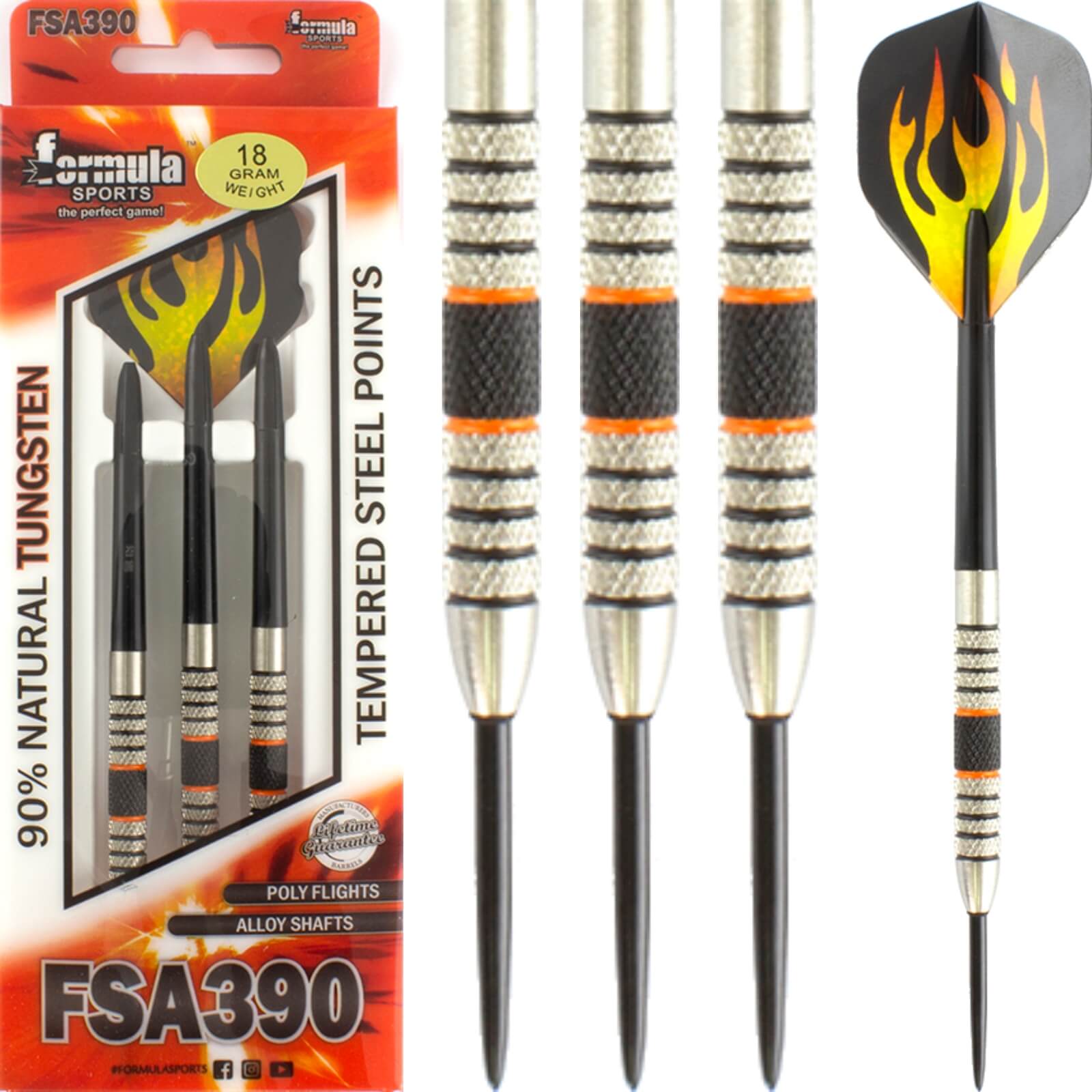 Darts - Formula Sports - FSA390 Darts - Steel Tip - 90% Tungsten - 18g 