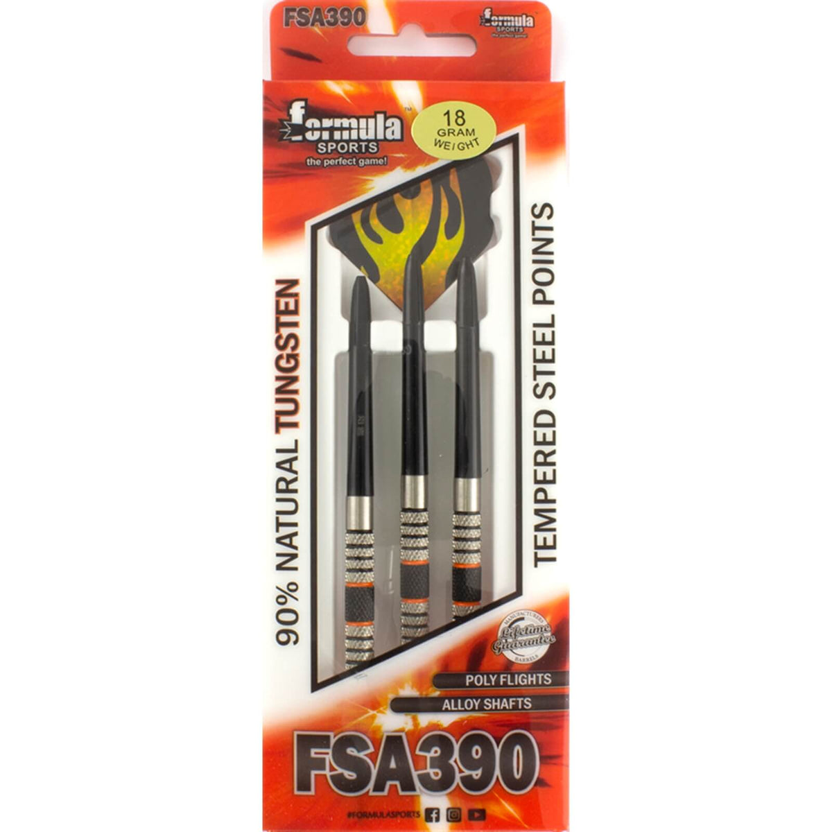 Darts - Formula Sports - FSA390 Darts - Steel Tip - 90% Tungsten - 18g 
