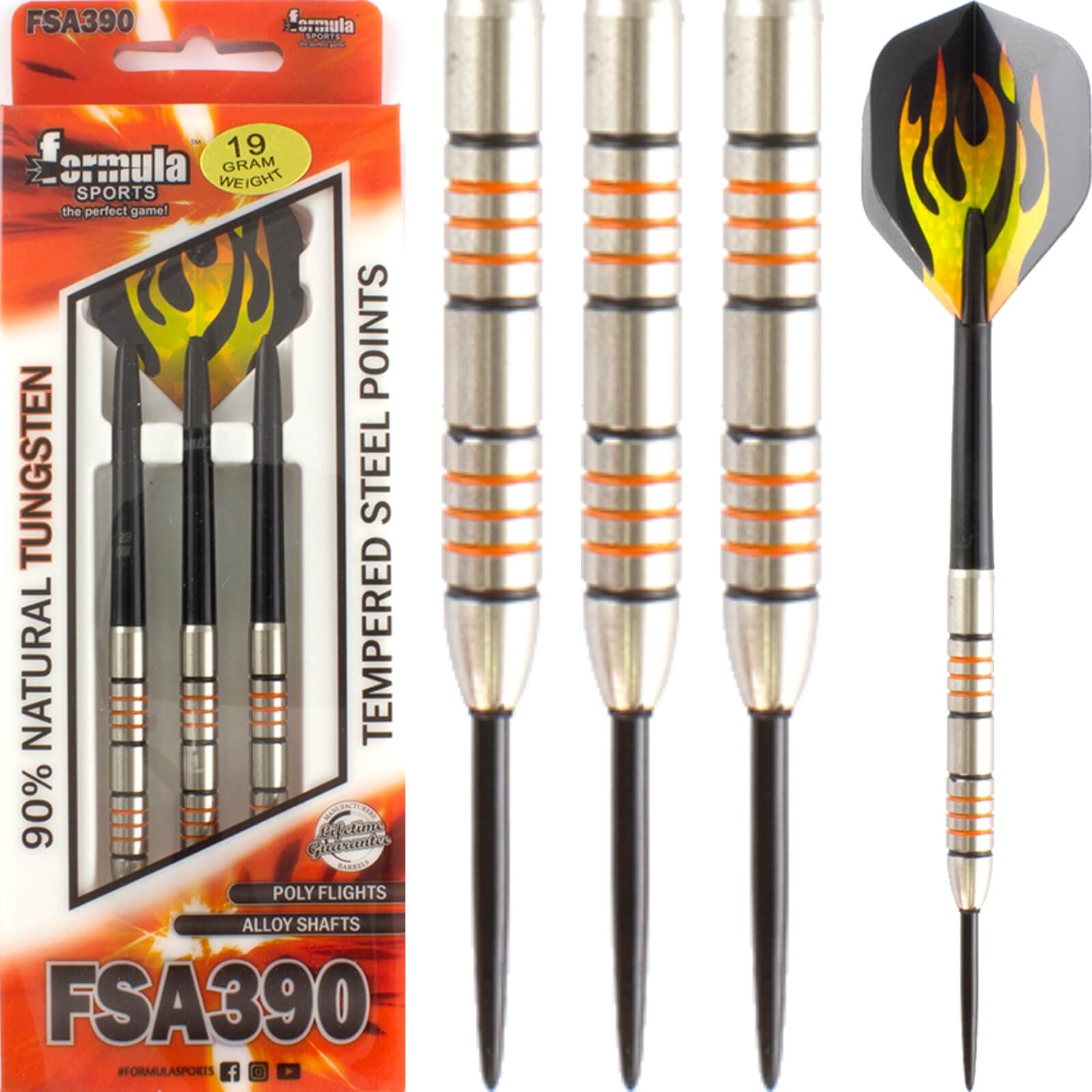 Darts - Formula Sports - FSA390 Darts - Steel Tip - 90% Tungsten - 19g 