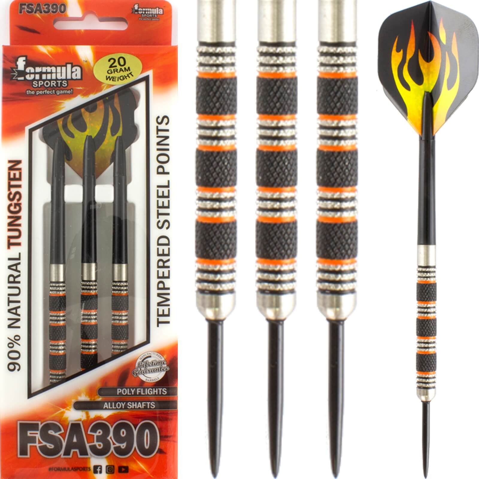 Darts - Formula Sports - FSA390 Darts - Steel Tip - 90% Tungsten - 20g 