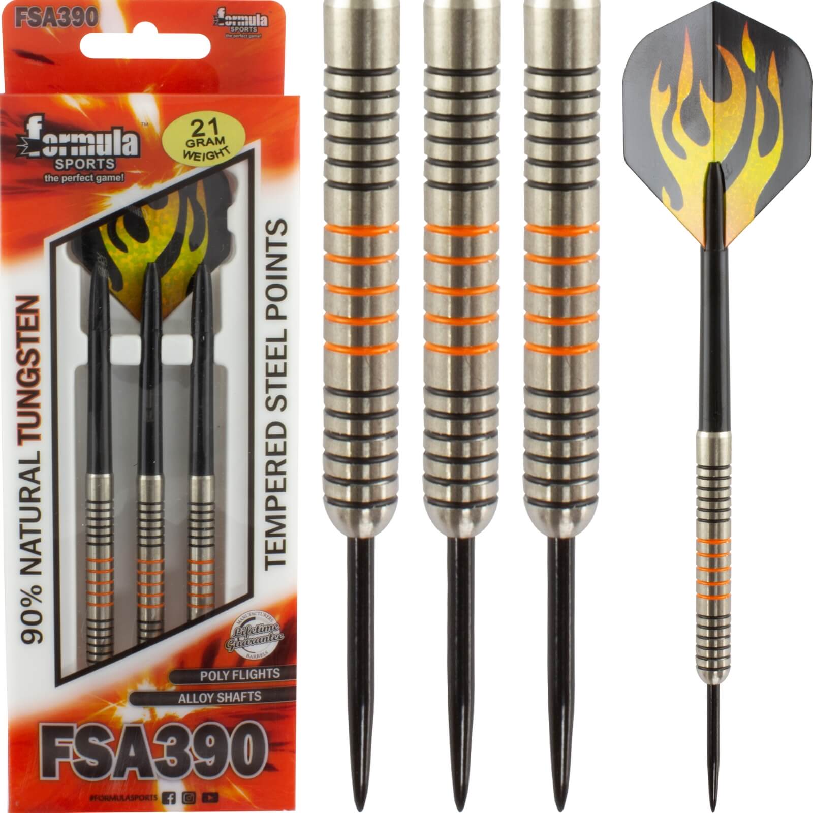 Darts - Formula Sports - FSA390 Darts - Steel Tip - 90% Tungsten - 21g 