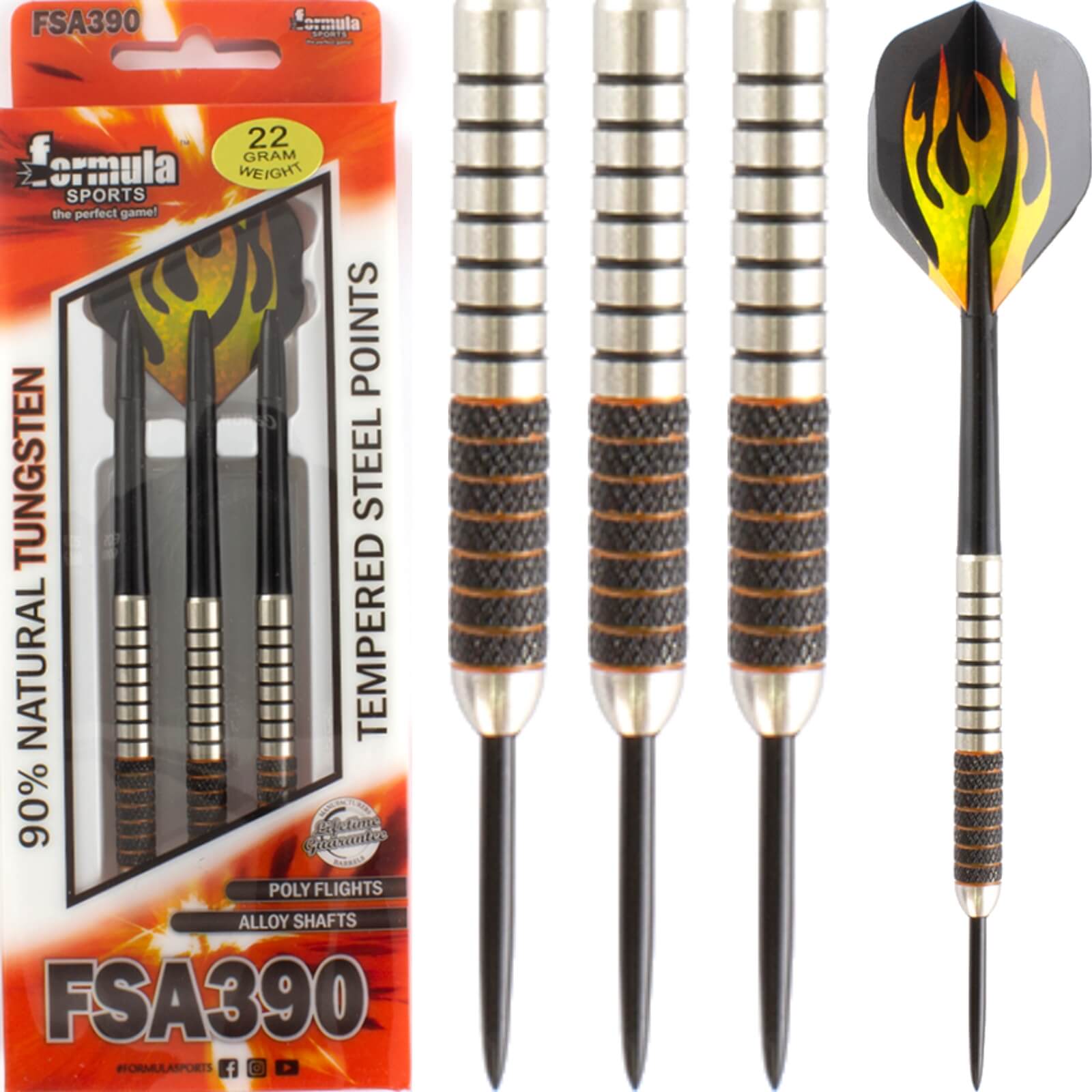 Darts - Formula Sports - FSA390 Darts - Steel Tip - 90% Tungsten - 22g 