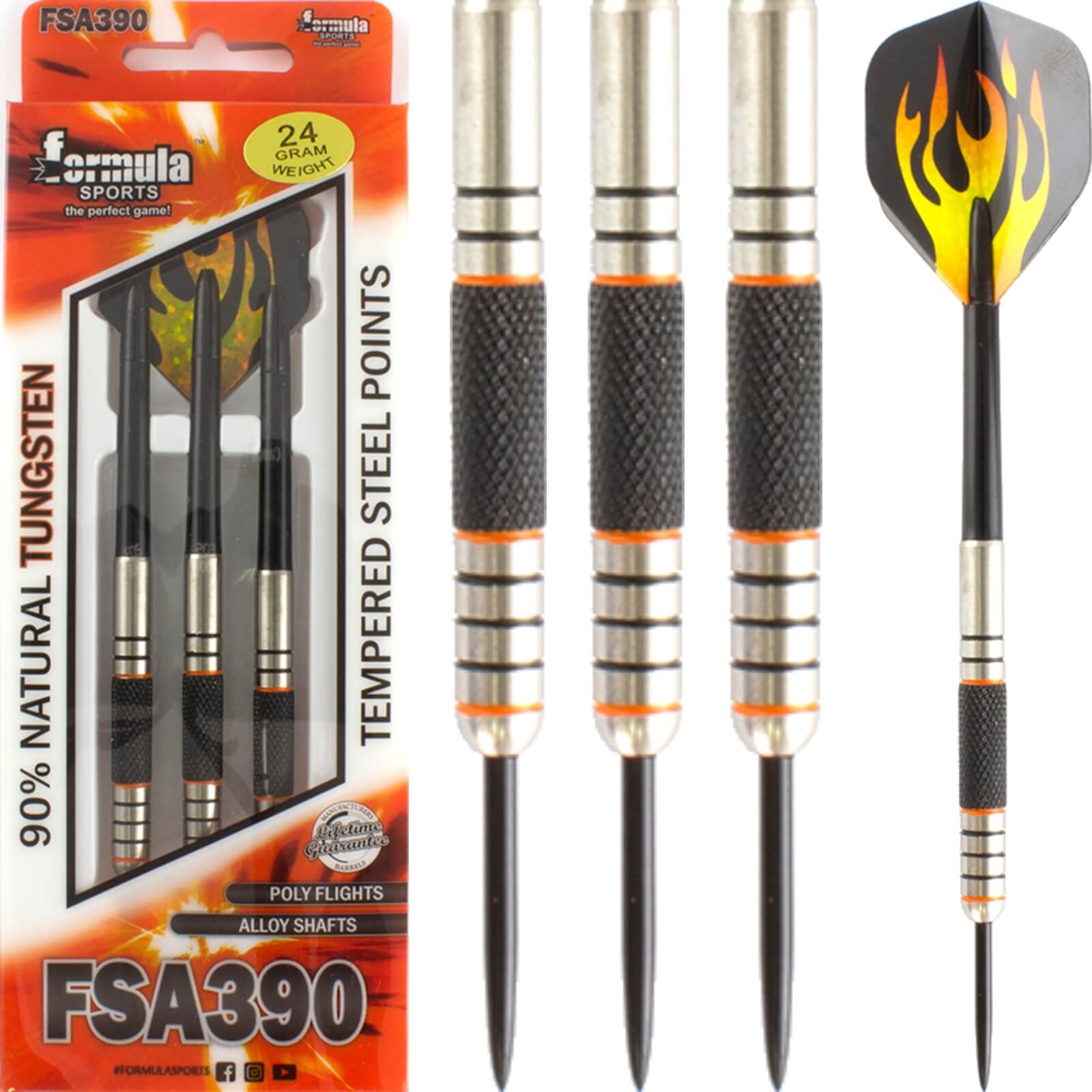 Darts - Formula Sports - FSA390 Darts - Steel Tip - 90% Tungsten - 24g 