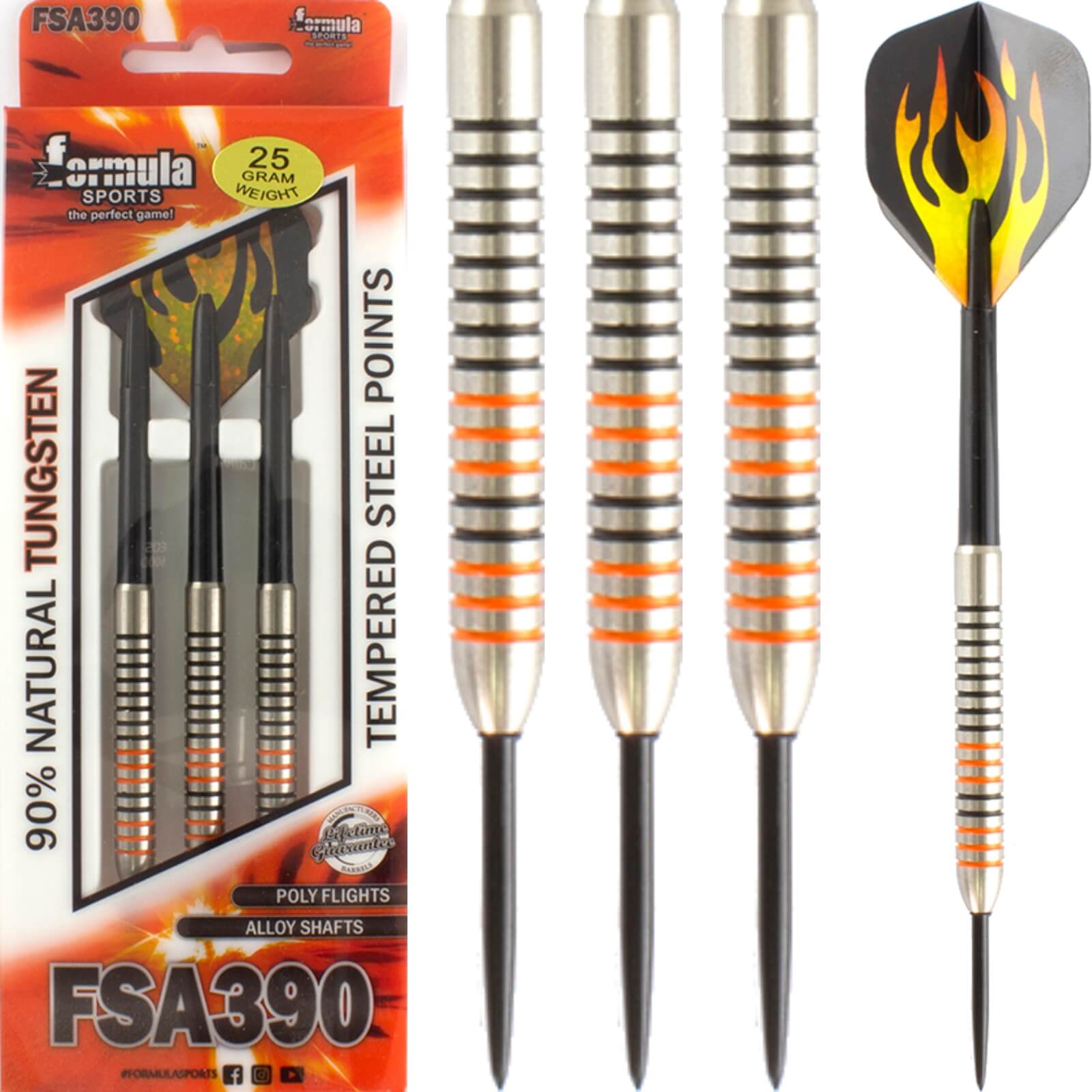 Darts - Formula Sports - FSA390 Darts - Steel Tip - 90% Tungsten - 25g 