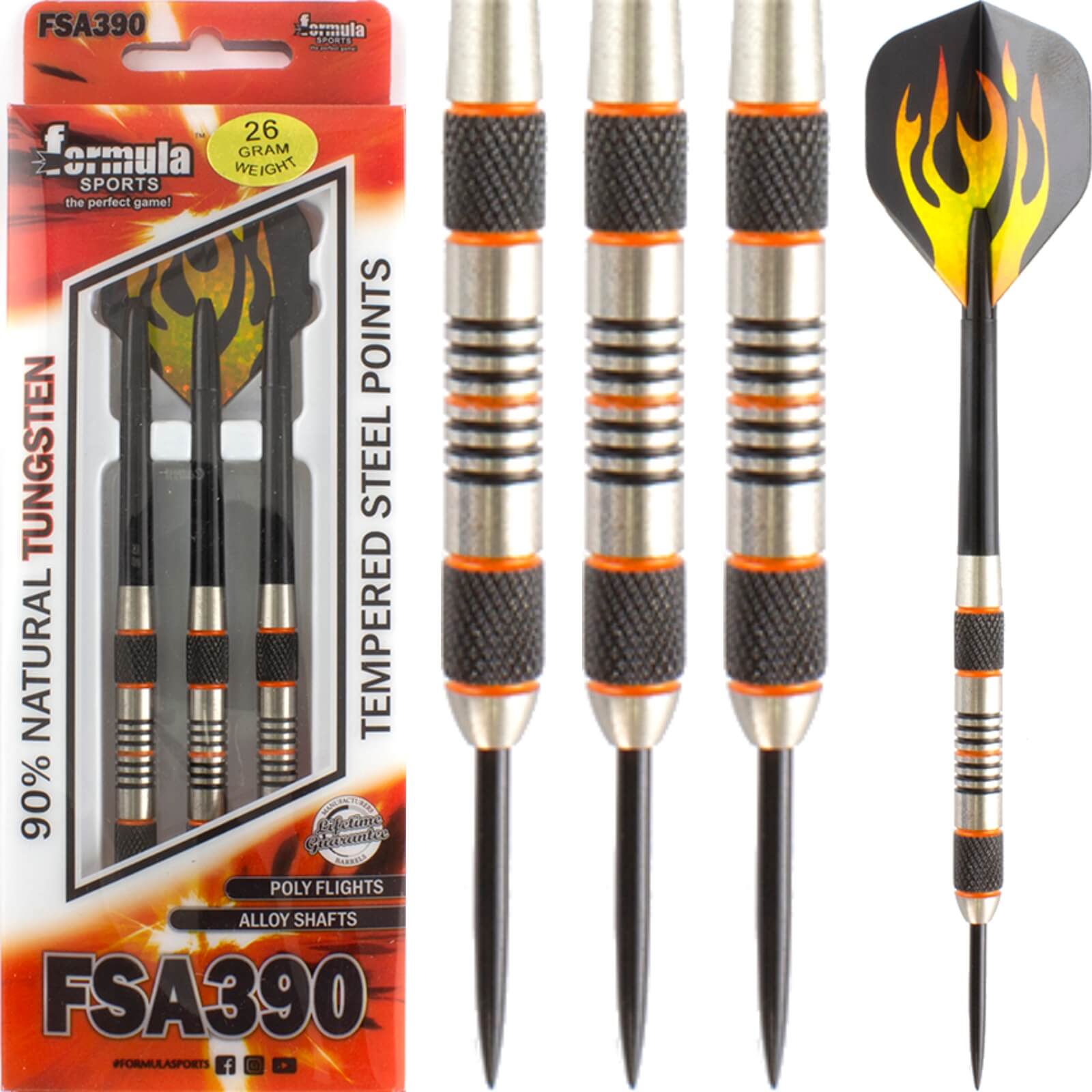 Darts - Formula Sports - FSA390 Darts - Steel Tip - 90% Tungsten - 26g 