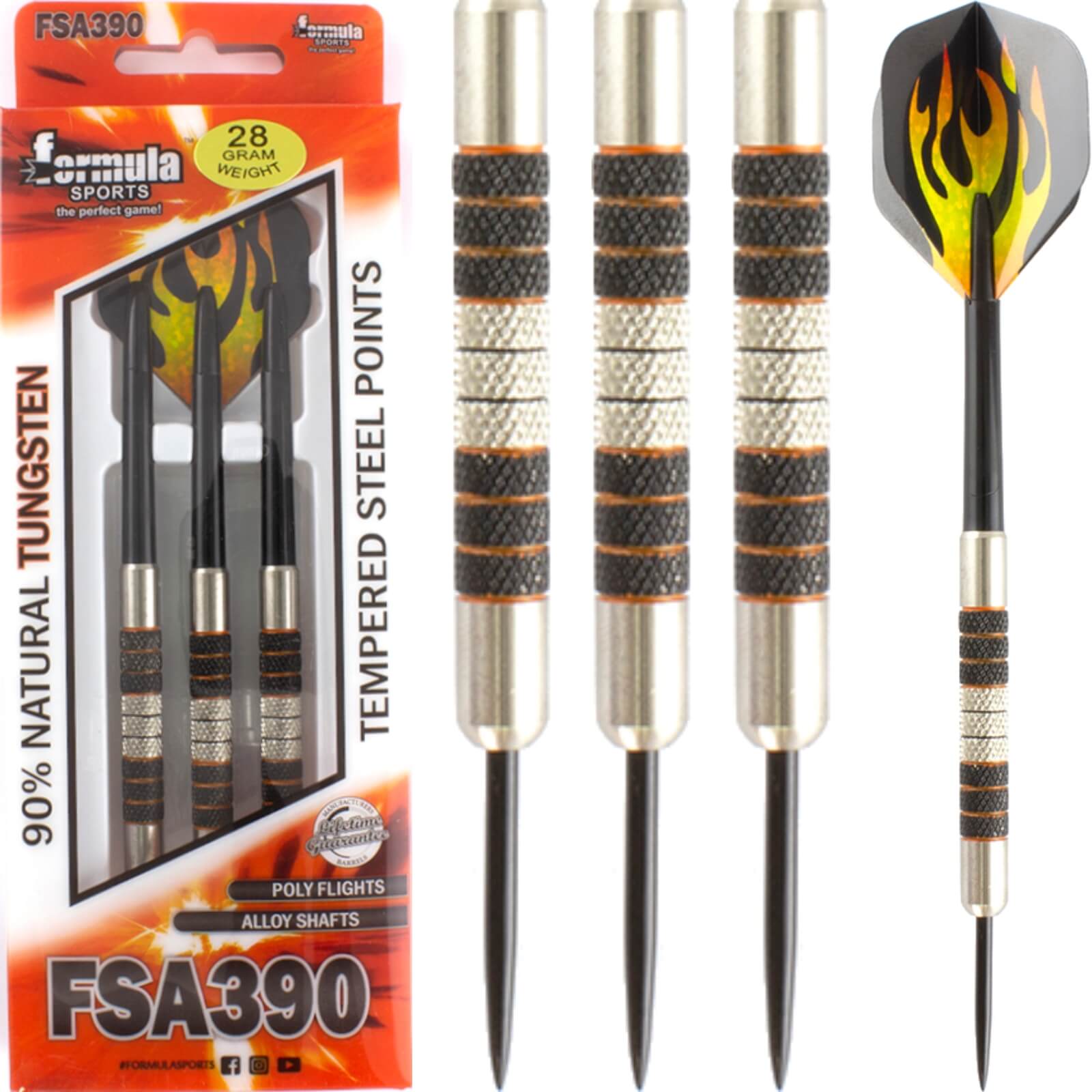 Darts - Formula Sports - FSA390 Darts - Steel Tip - 90% Tungsten - 28g 