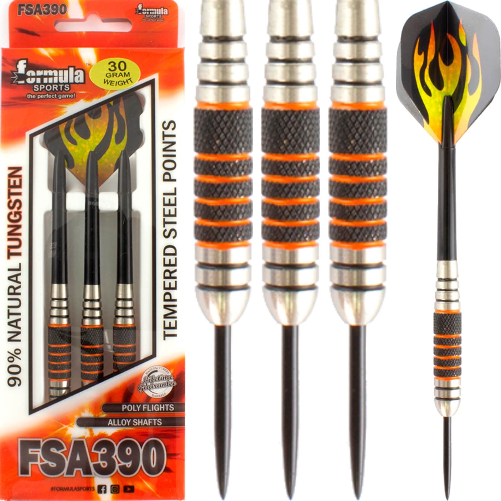 Darts - Formula Sports - FSA390 Heavy Darts - Steel Tip - 90% Tungsten - 30g 