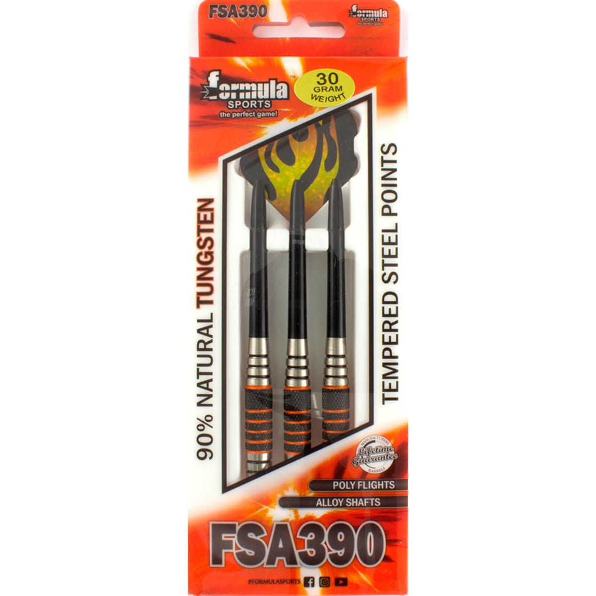 Darts - Formula Sports - FSA390 Heavy Darts - Steel Tip - 90% Tungsten - 30g 