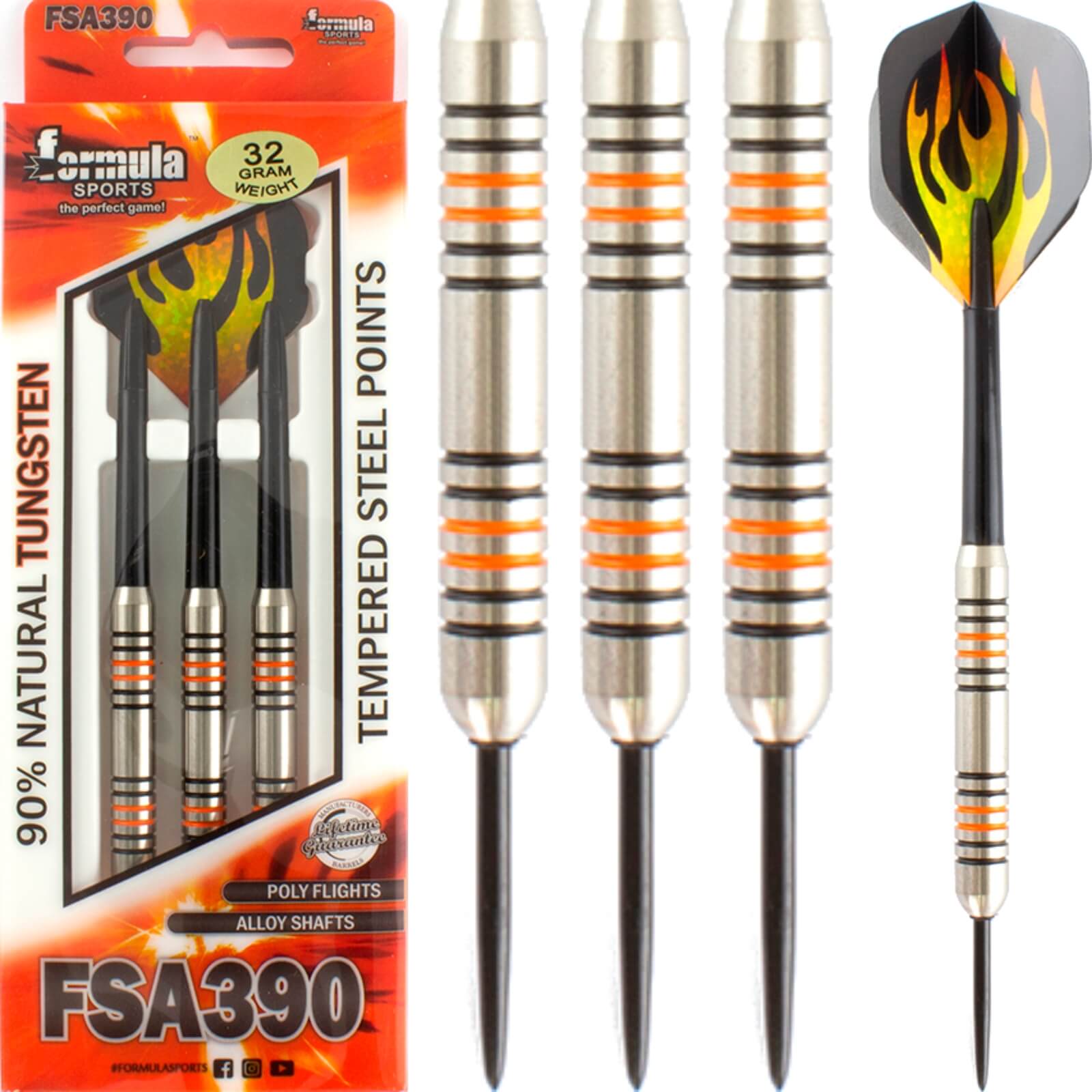 Darts - Formula Sports - FSA390 Heavy Darts - Steel Tip - 90% Tungsten - 32g 