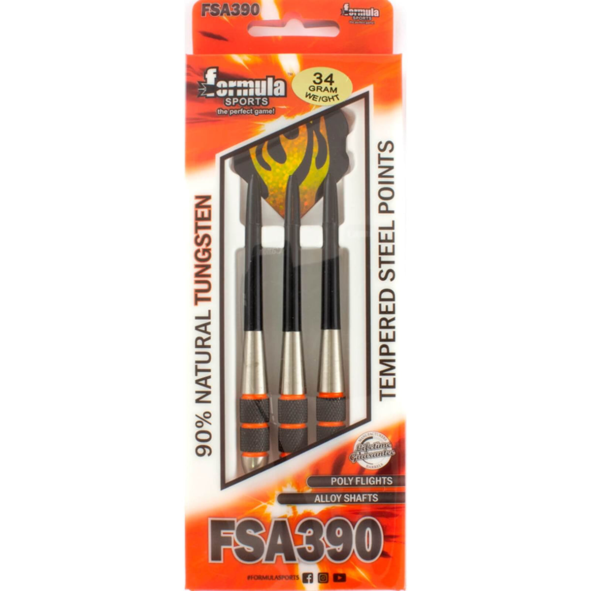 Darts - Formula Sports - FSA390 Heavy Darts - Steel Tip - 90% Tungsten - 34g 