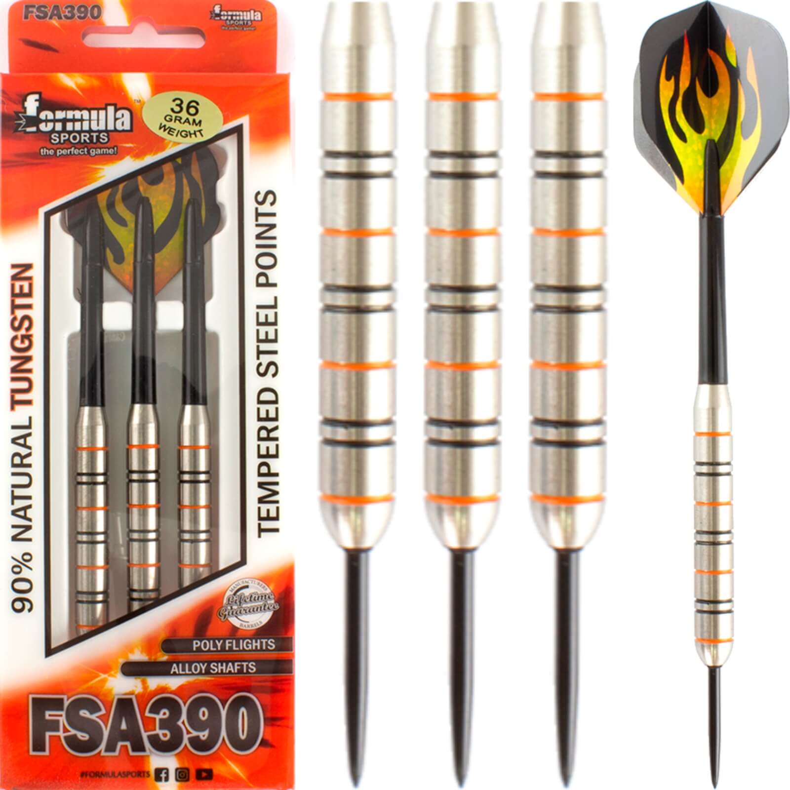 Darts - Formula Sports - FSA390 Heavy Darts - Steel Tip - 90% Tungsten - 36g 