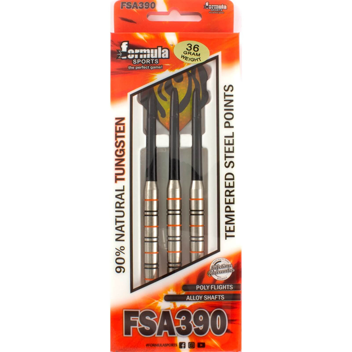 Darts - Formula Sports - FSA390 Heavy Darts - Steel Tip - 90% Tungsten - 36g 