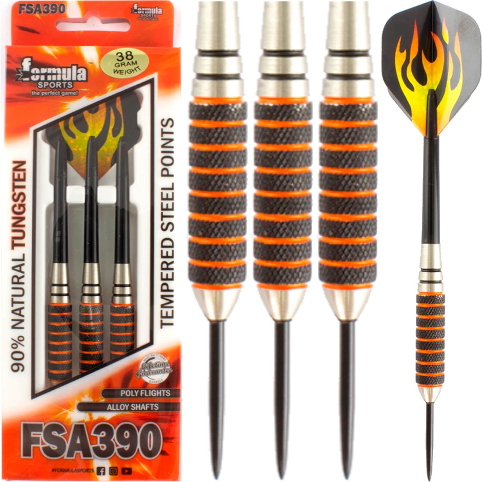 Darts - Formula Sports - FSA390 Heavy Darts - Steel Tip - 90% Tungsten - 38g 