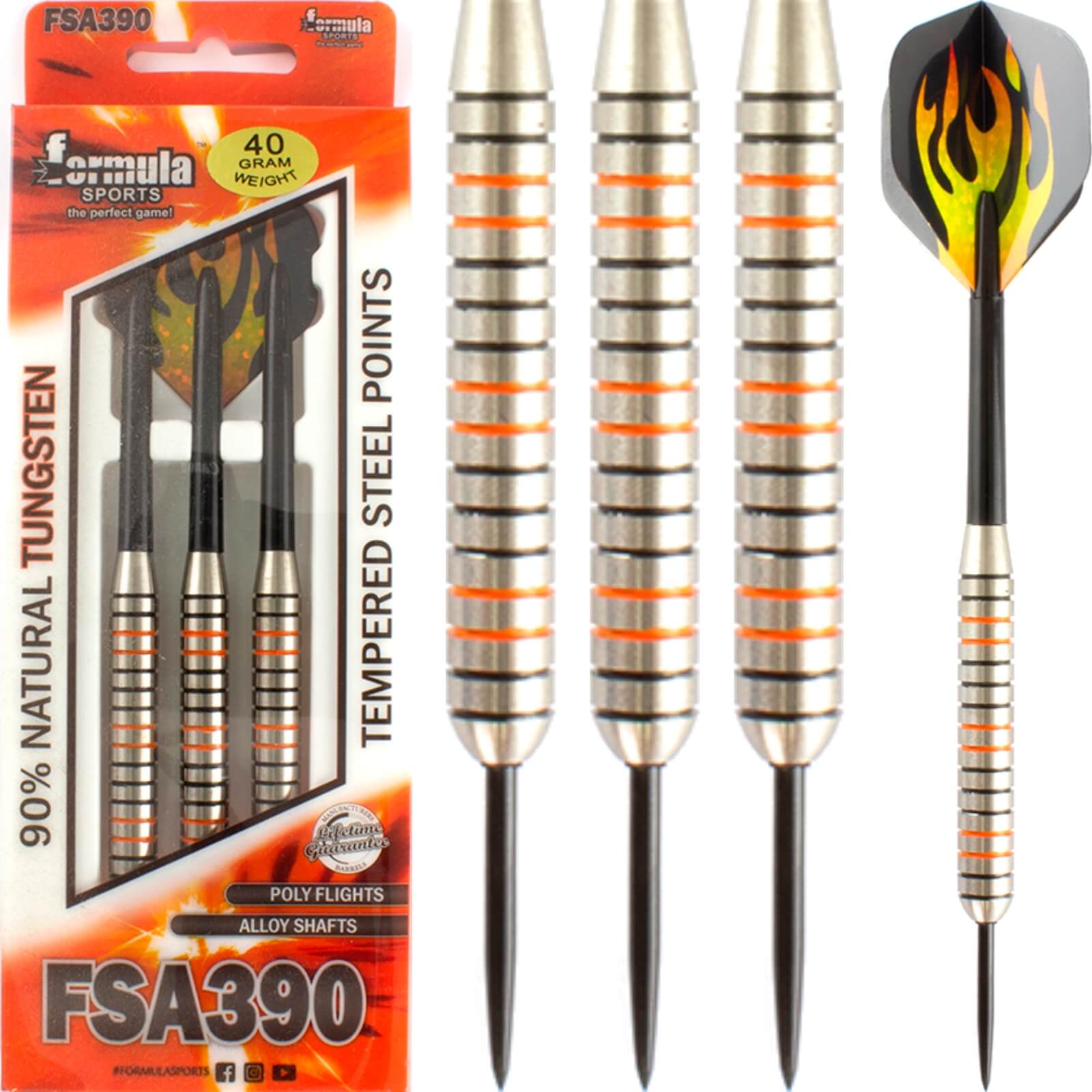 Darts - Formula Sports - FSA390 Heavy Darts - Steel Tip - 90% Tungsten - 40g 