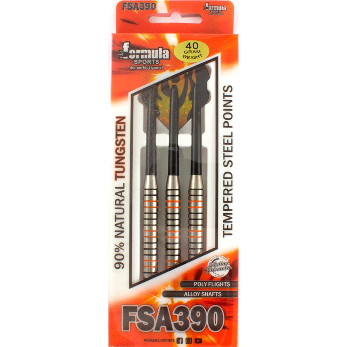 Darts - Formula Sports - FSA390 Heavy Darts - Steel Tip - 90% Tungsten - 40g 