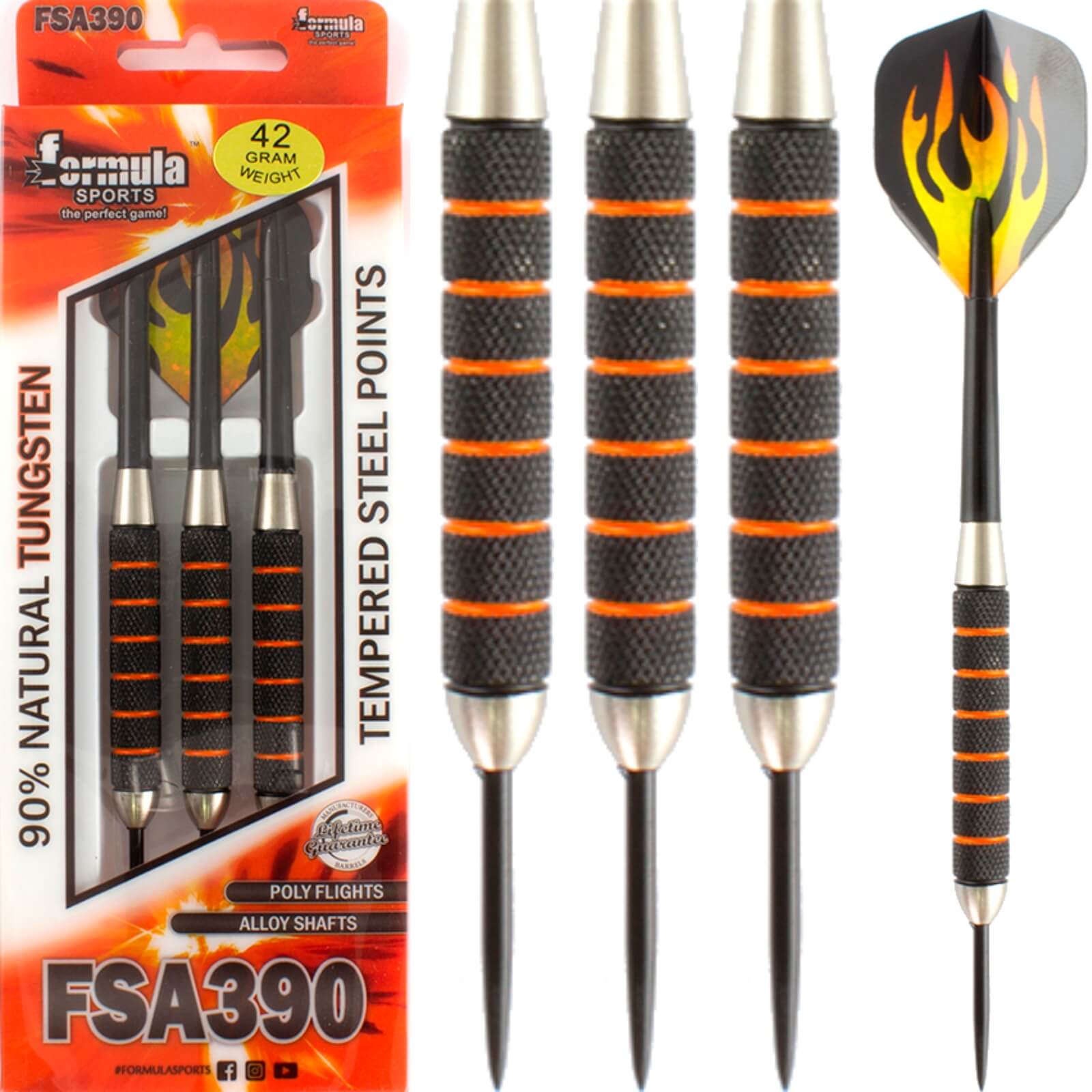 Darts - Formula Sports - FSA390 Heavy Darts - Steel Tip - 90% Tungsten - 42g 