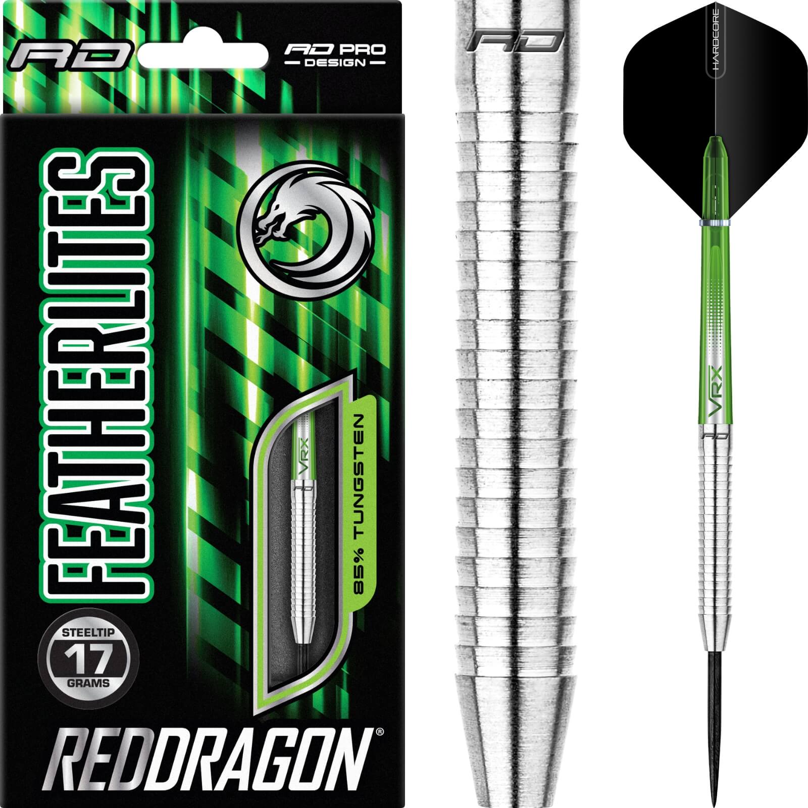 Darts - Red Dragon - Featherlite 2 Darts - Steel Tip - 85% Tungsten - 12g 17g 