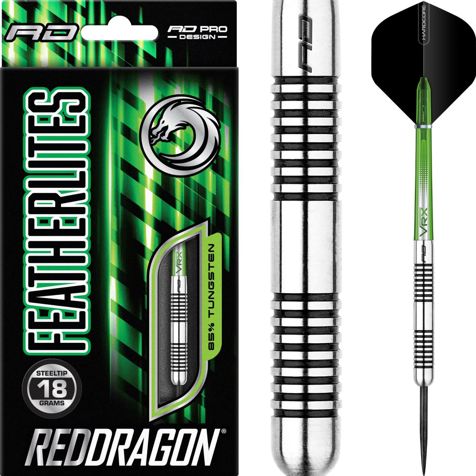 Darts - Red Dragon - Featherlite 7 Darts - Steel Tip - 85% Tungsten - 18g 