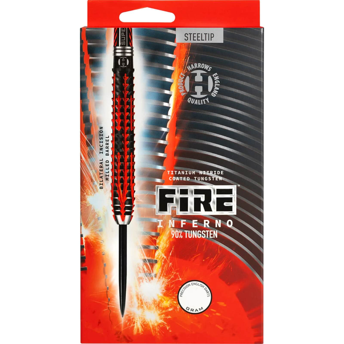 Darts - Harrows - Fire Inferno Darts - Steel Tip - 90% Tungsten - 21g 22g 23g 24g 25g 26g 