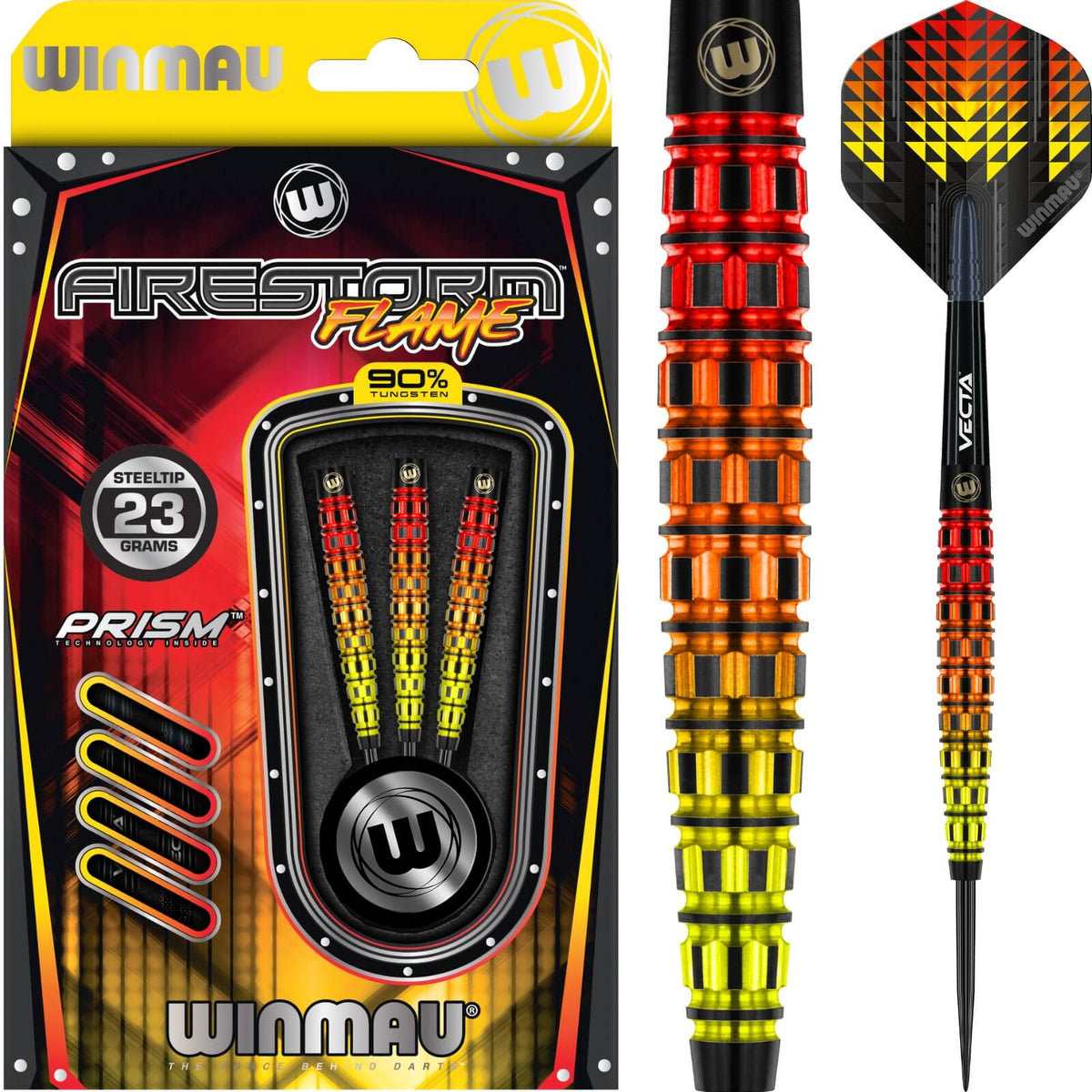 Darts - Winmau - Firestorm Flame Darts - Steel Tip - 90% Tungsten - 21g 23g 25g 