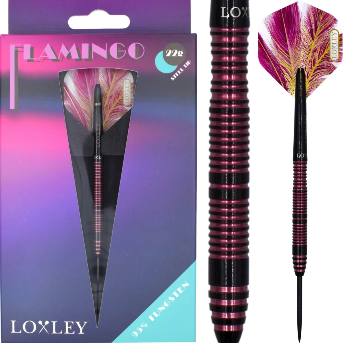 Darts - Loxley - Flamingo Darts - Steel Tip - 95% Tungsten - 22g 24g