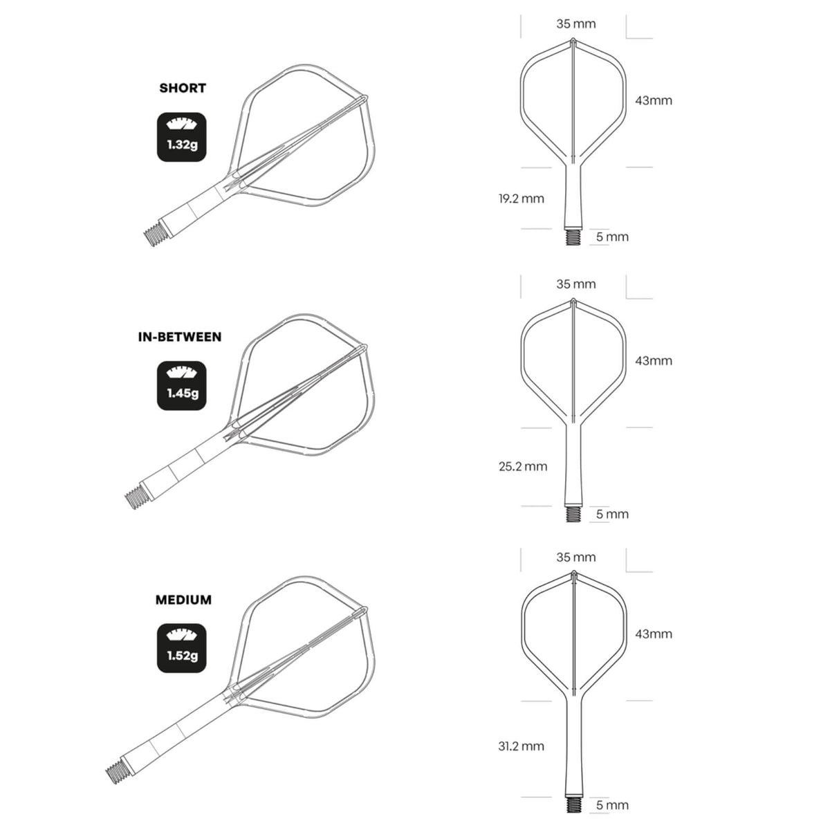 Dart Flights - Shot - Flight Deck - Standard Dart Flights - Integrated Flight &amp; Shaft System 