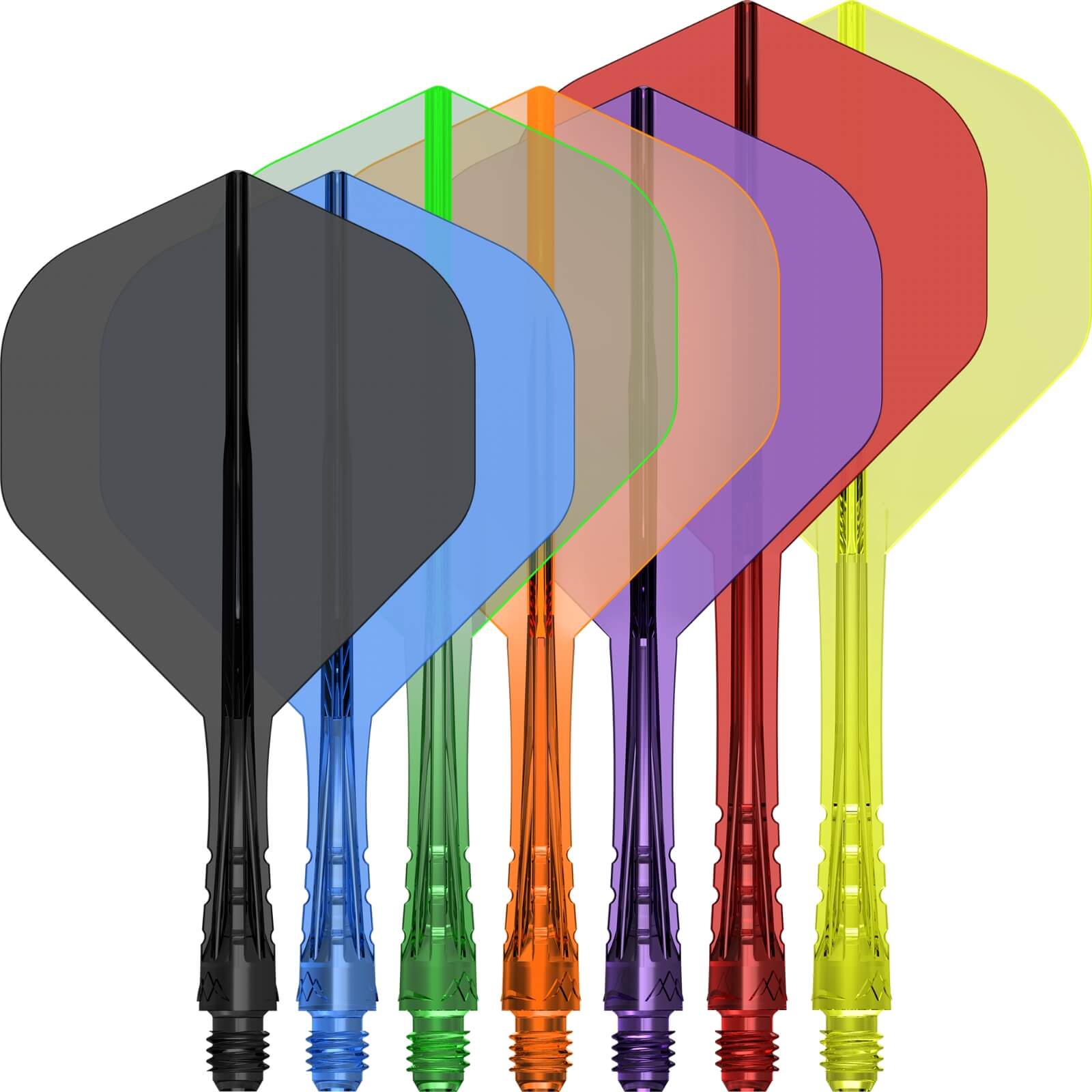 Dart Flights - Mission - Force 90 Vortex Transparent Colours - Big Wing Dart Flights - Integrated Flight & Shaft System