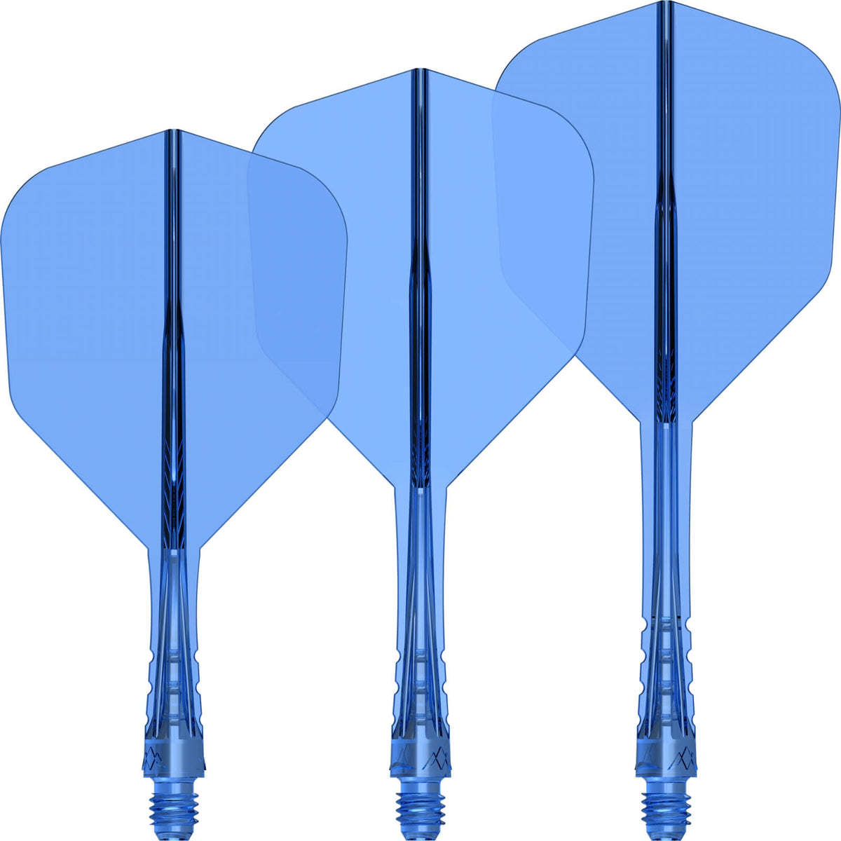 Dart Flights - Mission - Force 90 Vortex Transparent Colours - Standard Dart Flights - Integrated Flight &amp; Shaft System Short / Blue