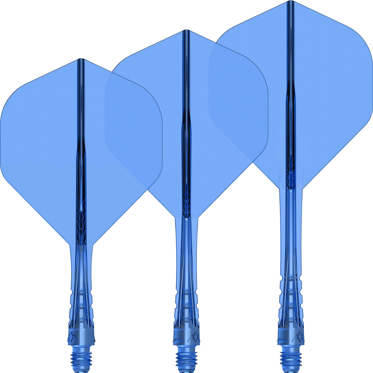 Dart Flights - Mission - Force 90 Vortex Transparent Colours - Big Wing Dart Flights - Integrated Flight &amp; Shaft System Short / Blue