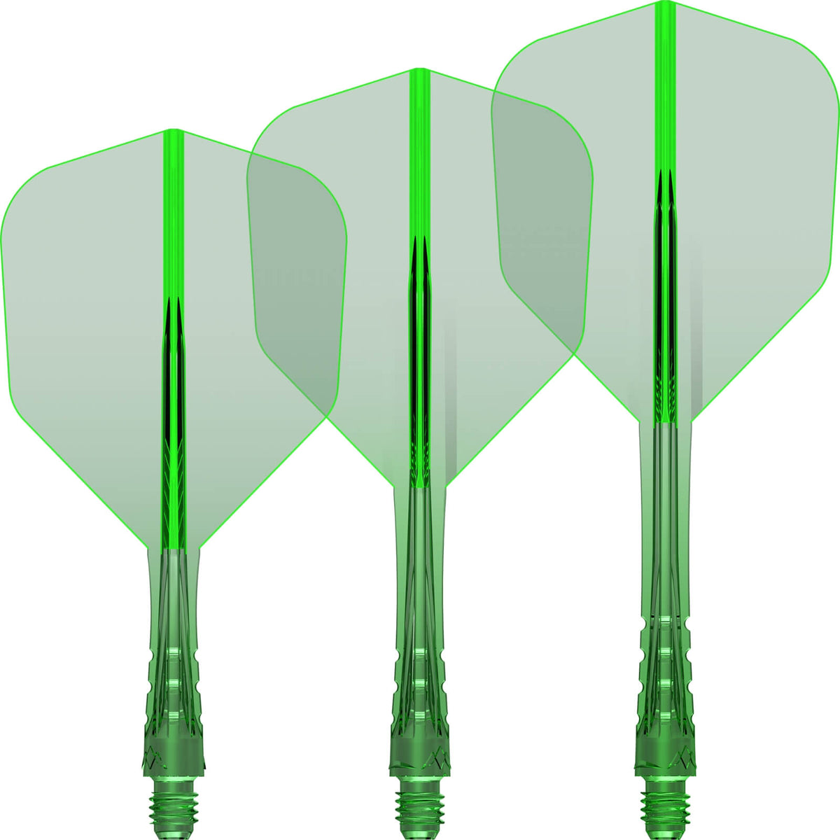 Dart Flights - Mission - Force 90 Vortex Transparent Colours - Standard Dart Flights - Integrated Flight &amp; Shaft System Short / Green