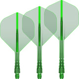Mission - Force 90 Vortex Transparent Colours - Big Wing Dart Flights - Integrated Flight & Shaft System - Short / Green