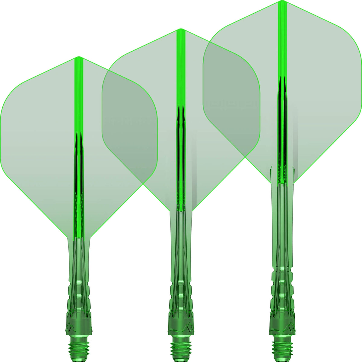 Dart Flights - Mission - Force 90 Vortex Transparent Colours - Big Wing Dart Flights - Integrated Flight &amp; Shaft System Short / Green